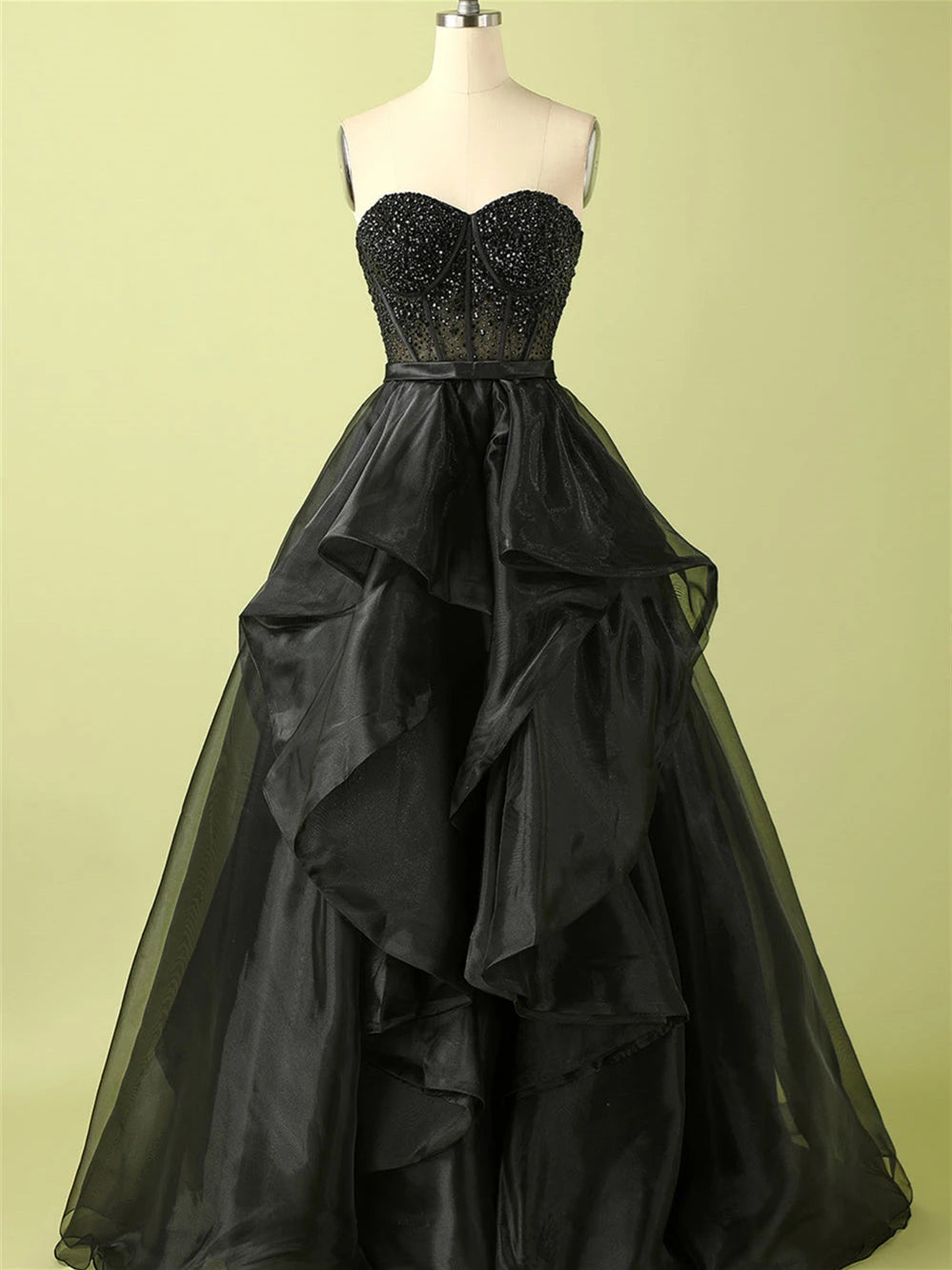 Ball-Gown Strapless Sleeveless Floor-Length Beaded Prom Dress Party Dress Evening Dress