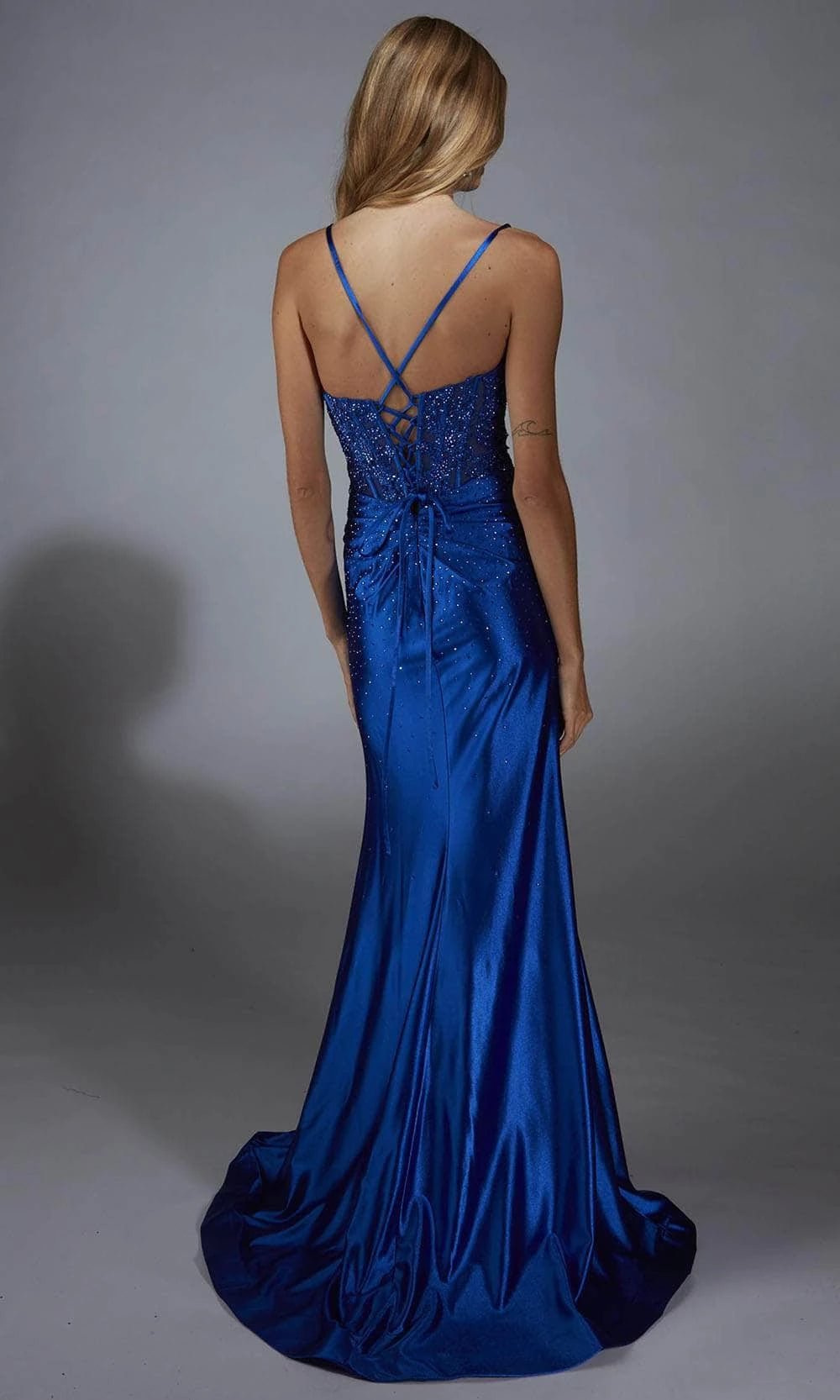 Beaded Corset Sheath Gown with Slit Spaghetti Strap Sleeveless Off-the-shoulder Floor length Long Cocktail Dress Homecoming Dress Evening Dress Party Dress Prom Dress
