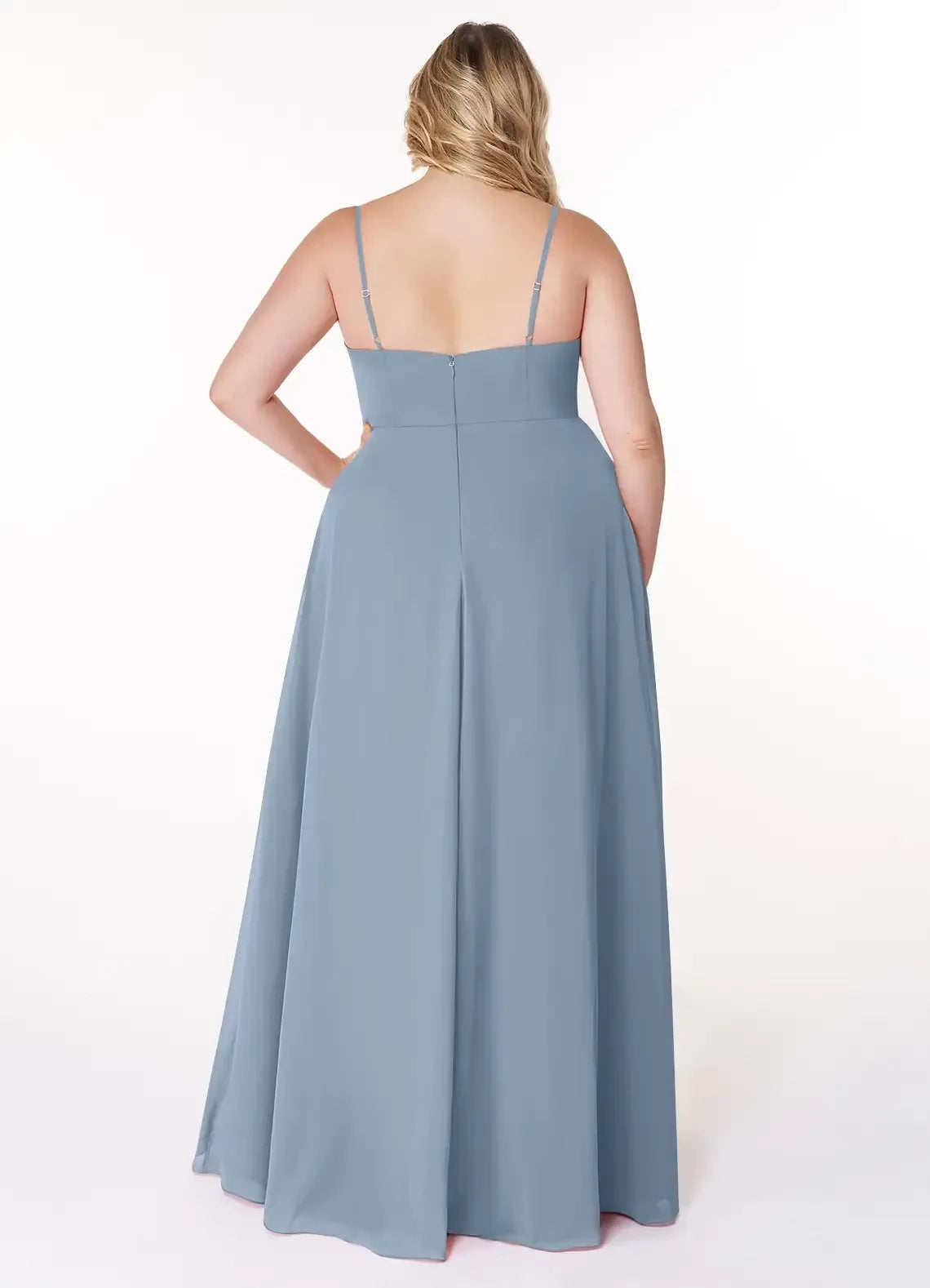 Beautiful Plus Size A Line Scoop Neck Sleeveless Zipper Back Floor Length Bridesmaid Dress