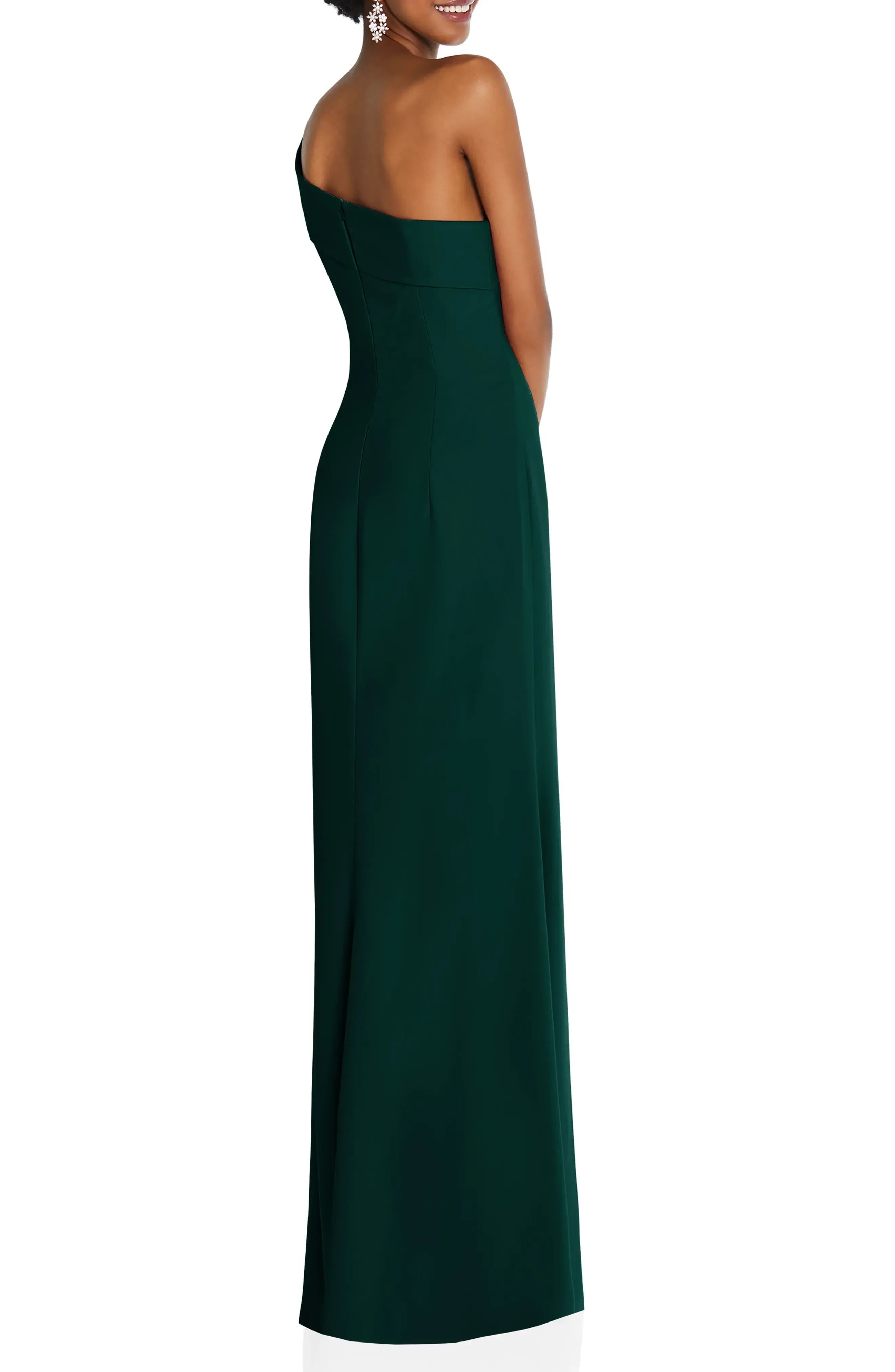 Beautiful Trumpet One Shoulder Sleeveless Open Back Floor Length Bridesmaid Dress