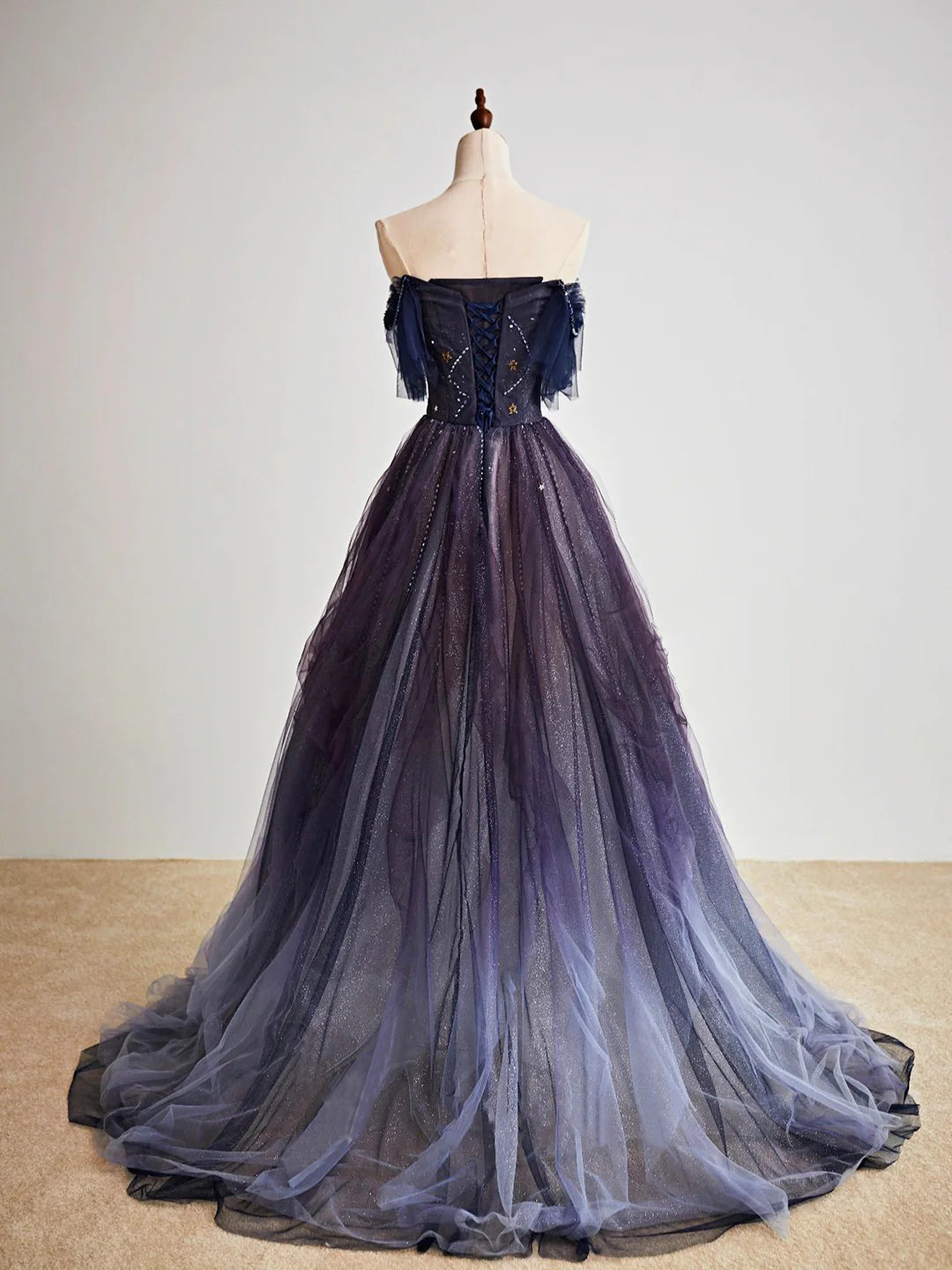 Beautiful A-Line  Purple Gradient Tulle Long Prom Dress Evening Party Dress