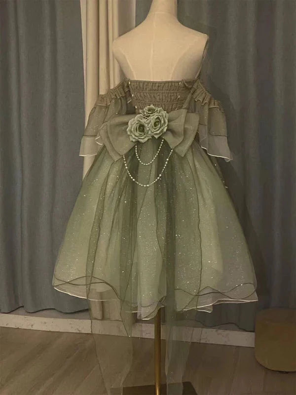 Beautiful Green Sweetheart Beaded 3D Flowers A-Line Tulle Short Prom Dress Party Dress Cocktail Dress Homecoming Dress Evening Dress