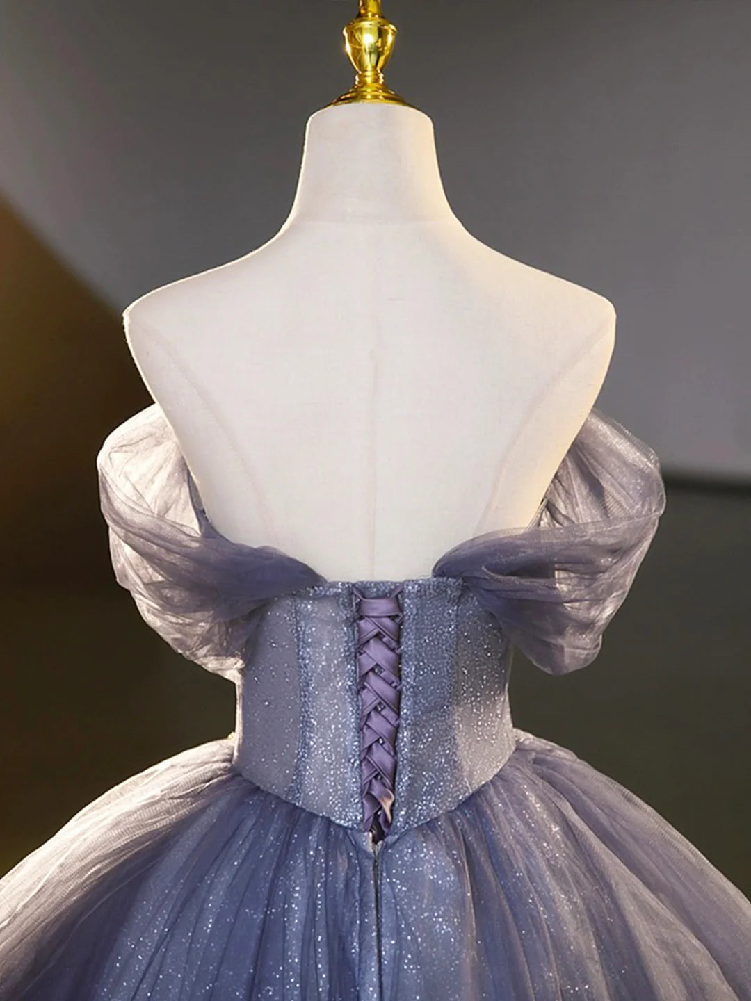 Beautiful Off the Shoulder Blue Tulle Beading Sequins Long Prom Dresses Formal Party Dresses