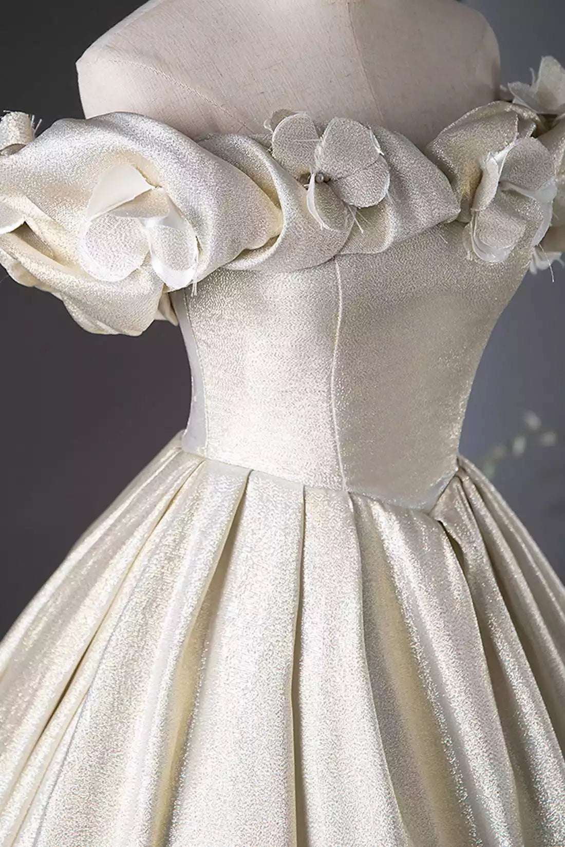 Beautiful Off the Shoulder Elegant Champagne Long Prom Dresses Formal Dresses