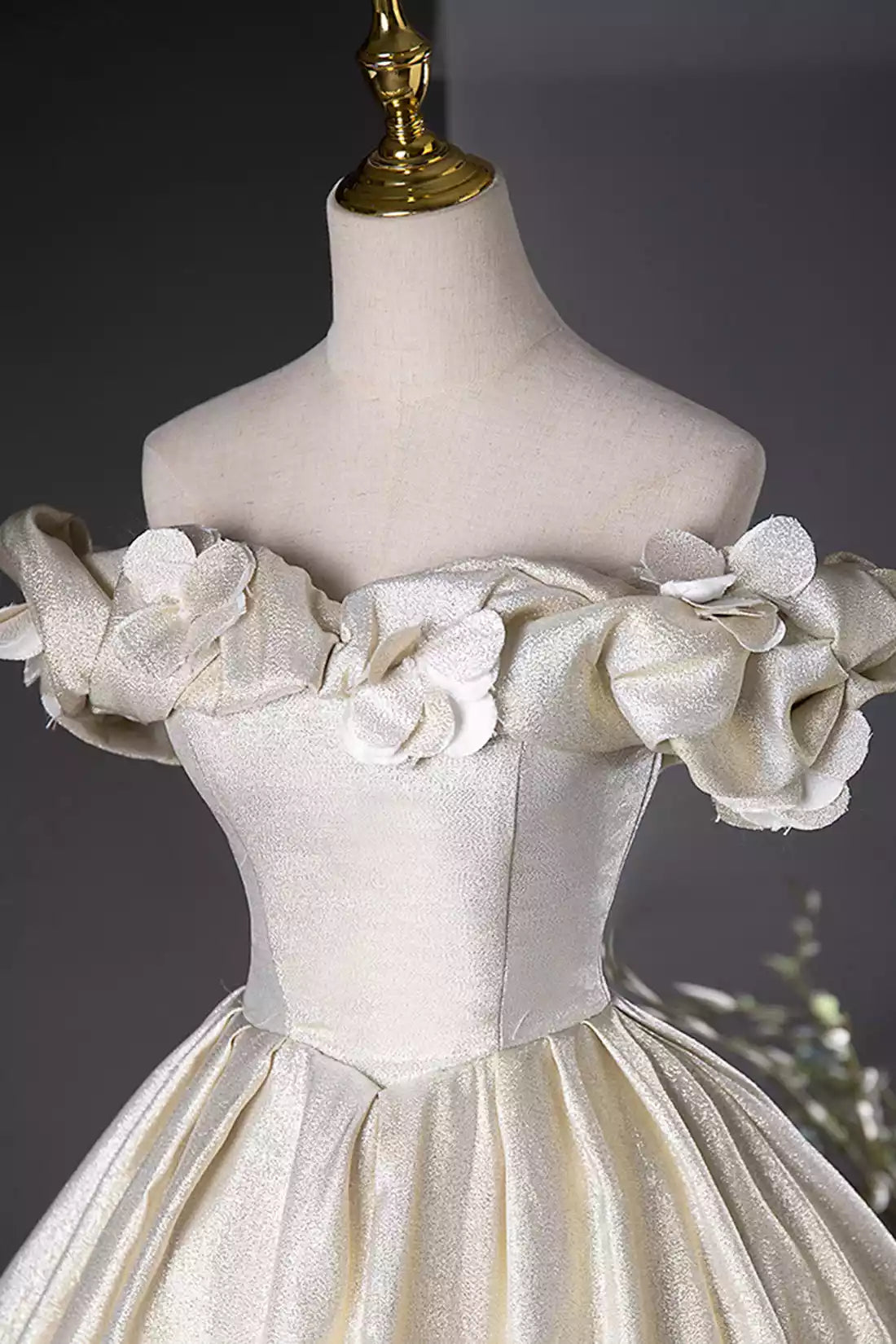 Beautiful Off the Shoulder Elegant Champagne Long Prom Dresses Formal Dresses