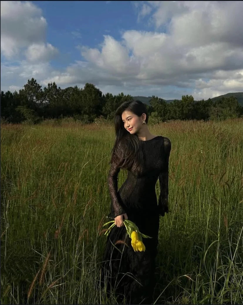 Black Lace Sexy A Line Floor length Sleeve Sleeveless Off-the-shoulder Prom Dress Cocktail Dress Homecoming Dress Evening Dress