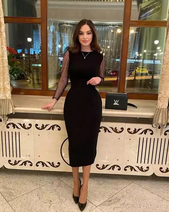 Black Long Sleeves Evening Dresses Prom Gown Party Gowns