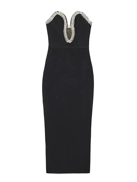 Black Strapless Beading Mermaid Sleeveless Off-the-shoulder Long Prom Dress Party Dress Cocktail Dress Homecoming Dress Evening Dress