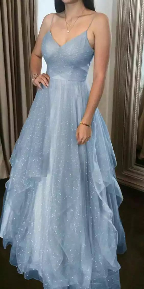 Blue Strapless Prom Dress Evening Dress Long Prom Gown