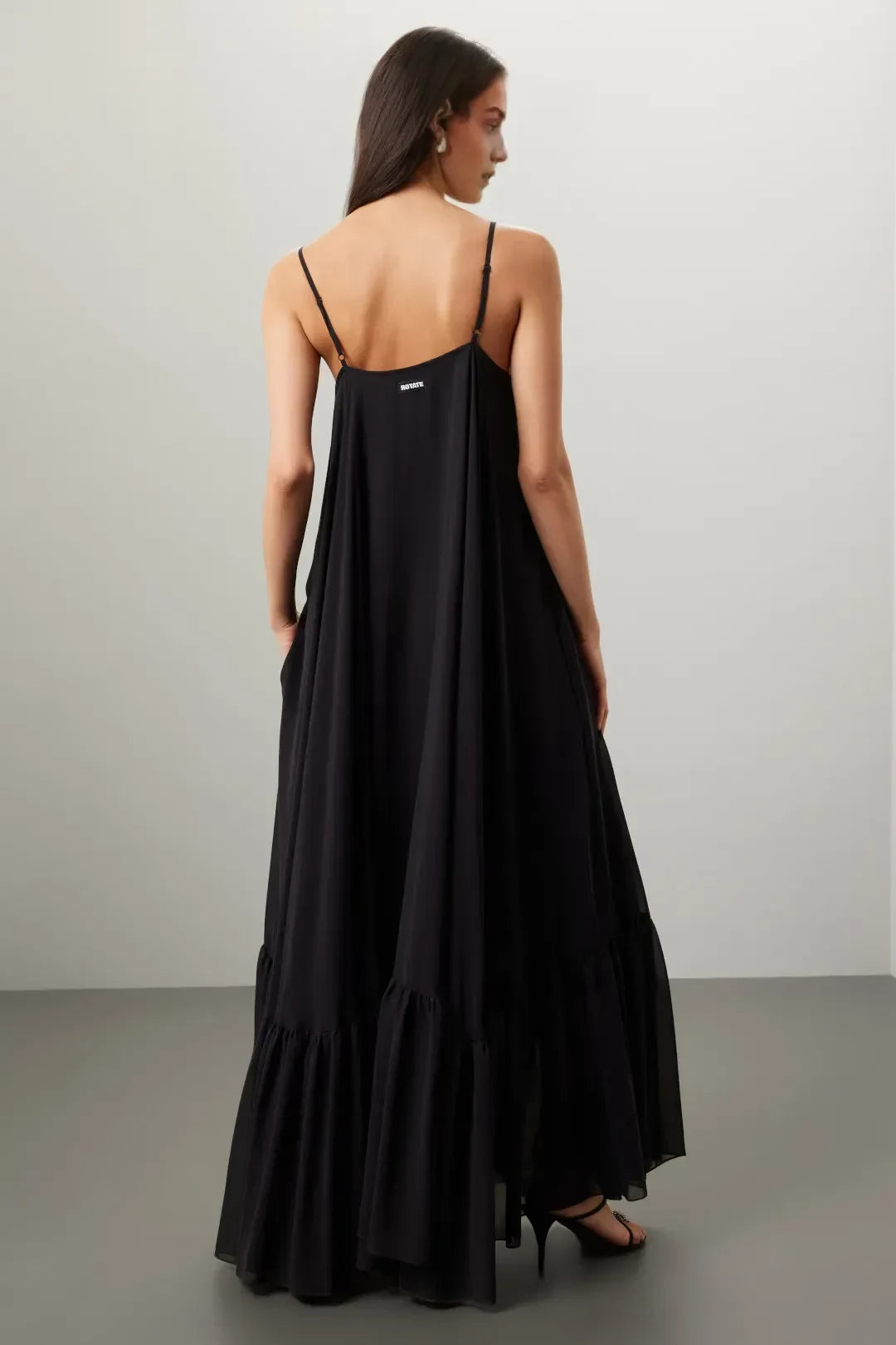 Bohemian A Line Square Neck Sleeveless Ruffle Hem Floor Length Plus Size Prom Dress