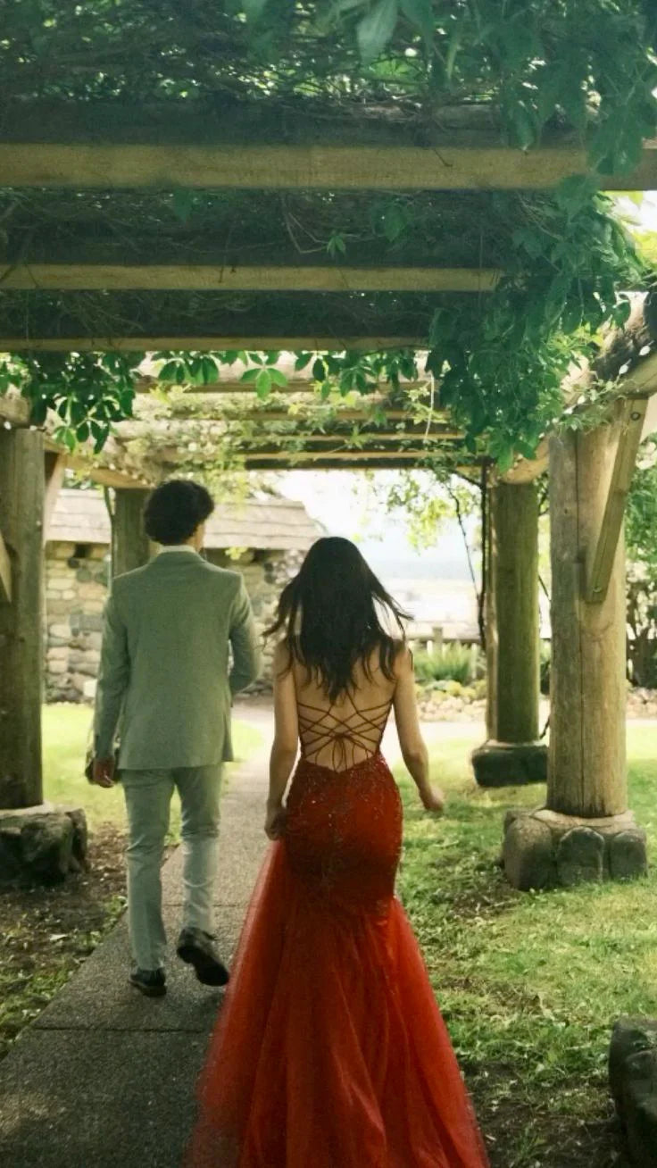 Burgundy Mermaid Floor length Long Prom Dresses Formal Evening Dress