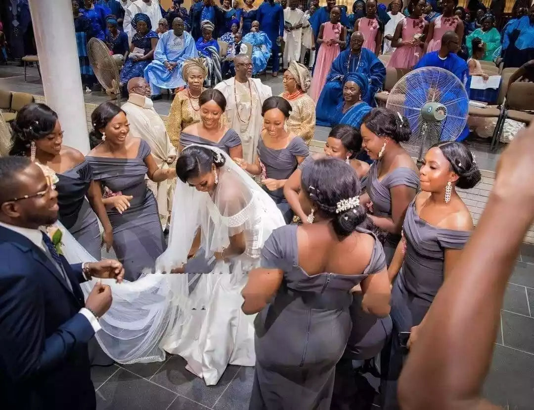 Cap Shoulder Floor length Pleat Mermaid Dark Gray Bridesmaid Dresses Wedding Party Dresses