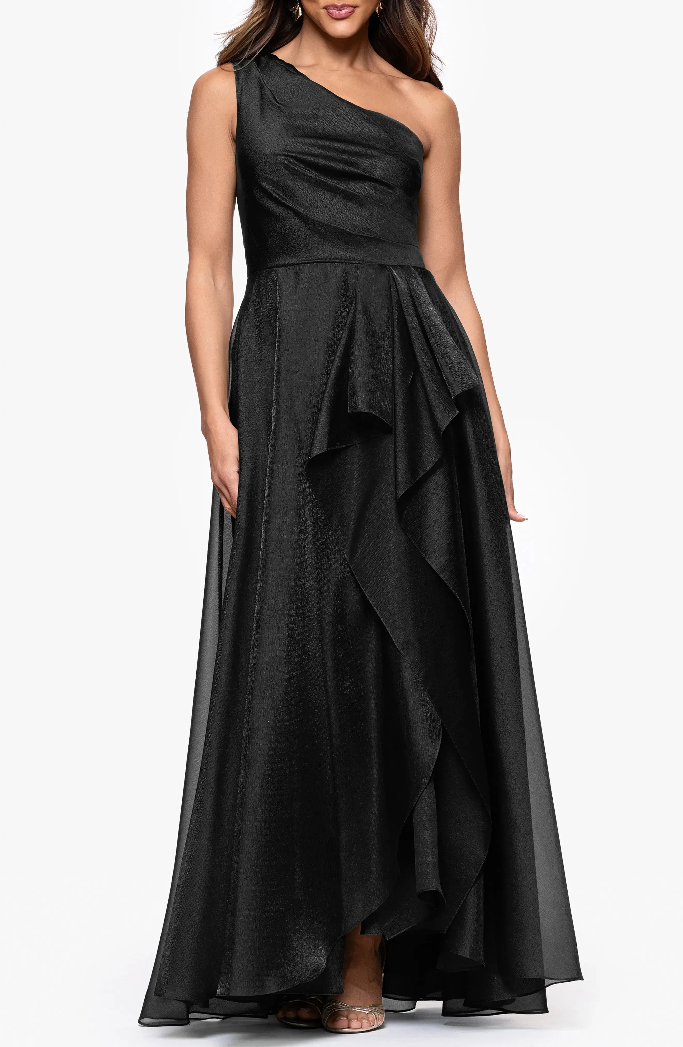 Captivating A Line One Shoulder Sleeveless Zipper Back Floor Length Evening Dress