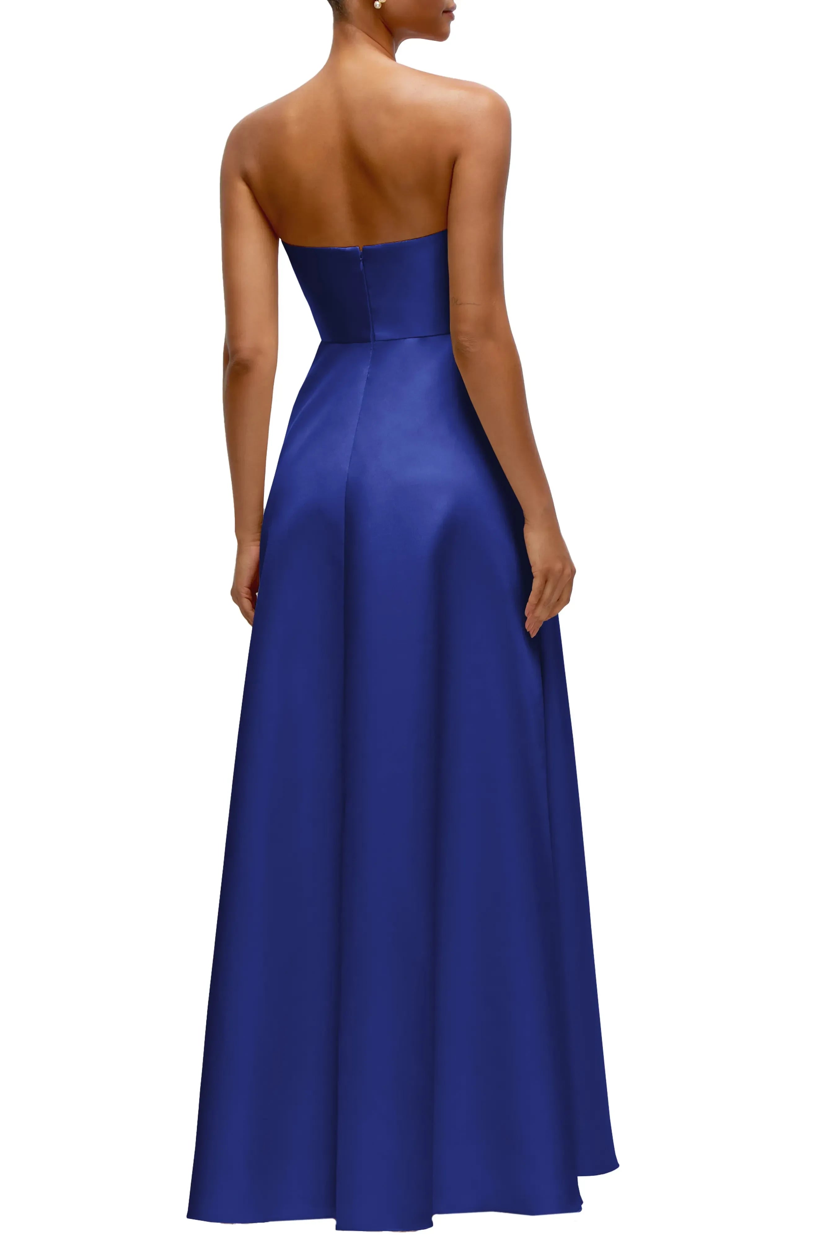 Captivating A Line Strapless Sleeveless Open Back Floor Length Evening Dress
