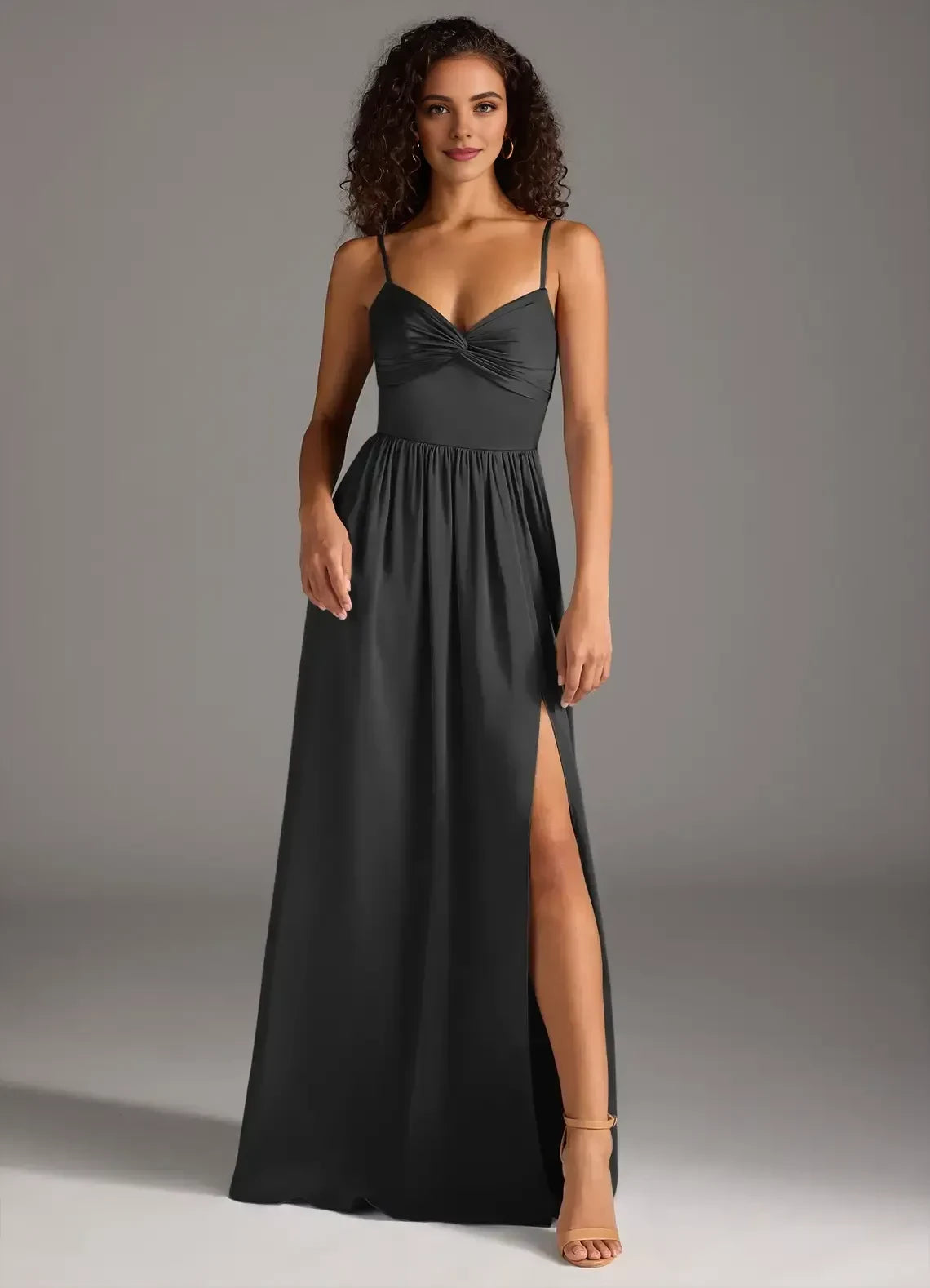 Captivating A Line Sweetheart Neck Spaghetti Strap Bow Back Floor Length Bridesmaid Dress