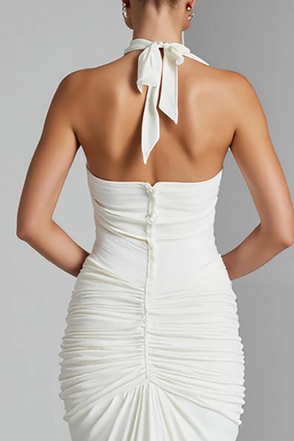 Captivating Mermaid Halter Neck Sleeveless Tie Back Evening Dress Homecoming Dress