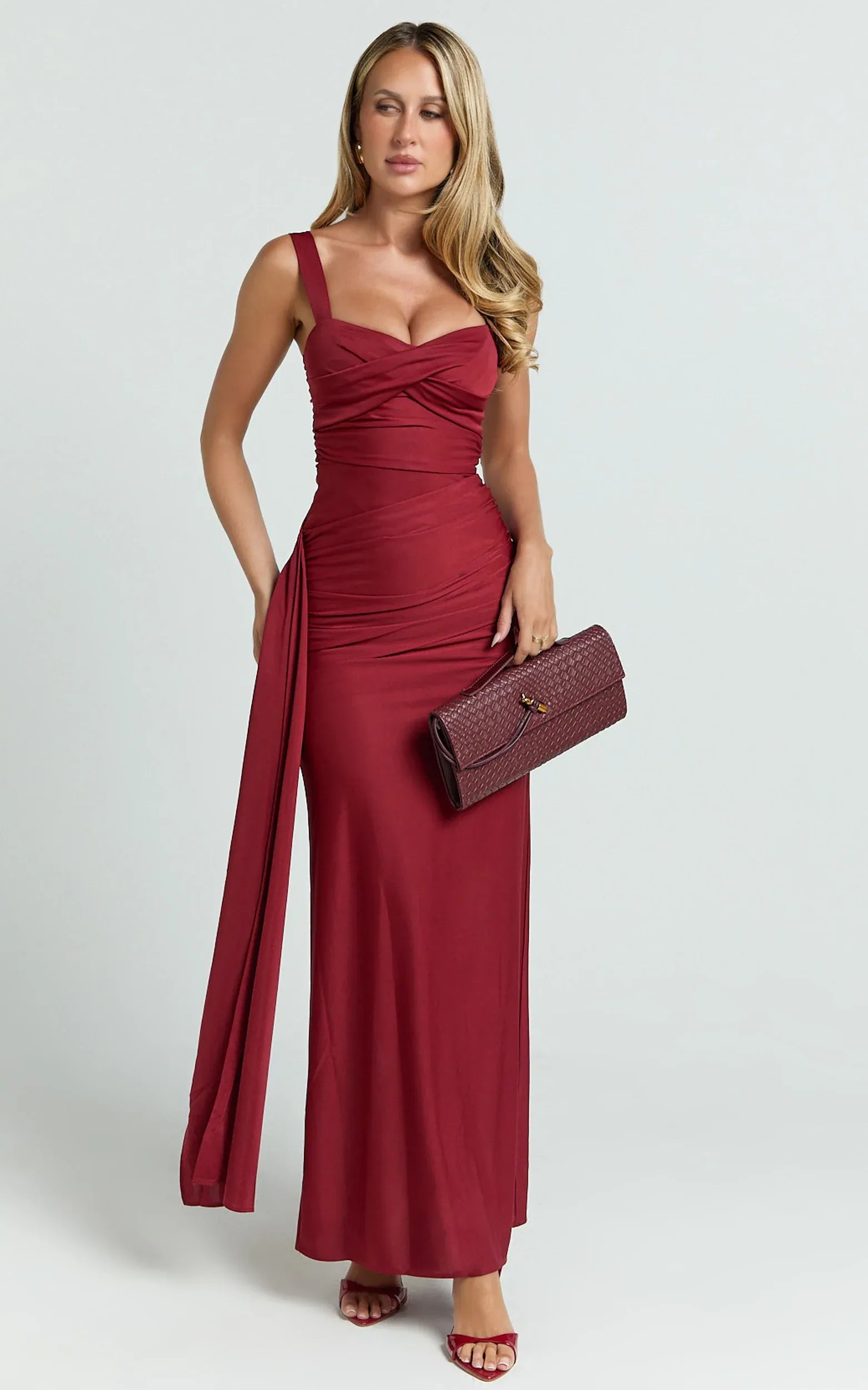 Captivating Mermaid One Shoulder Sleeveless Draped Back Floor Length Plus Size Evening Dress