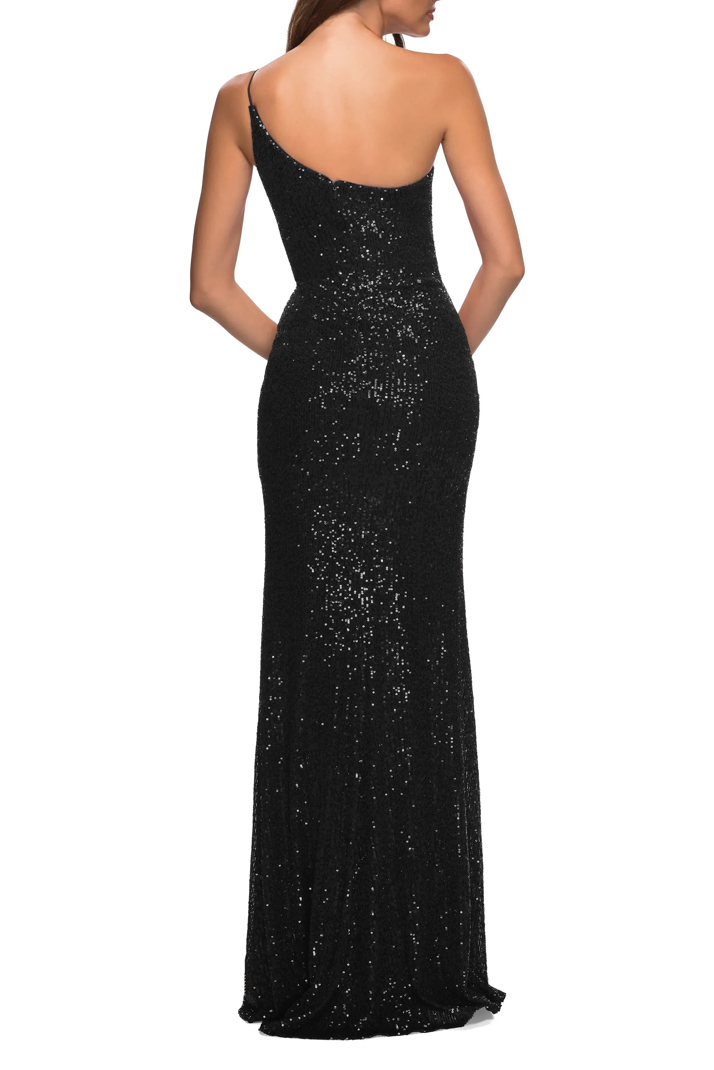 Captivating Mermaid One Shoulder Sleeveless Open Back Floor Length Evening Dress