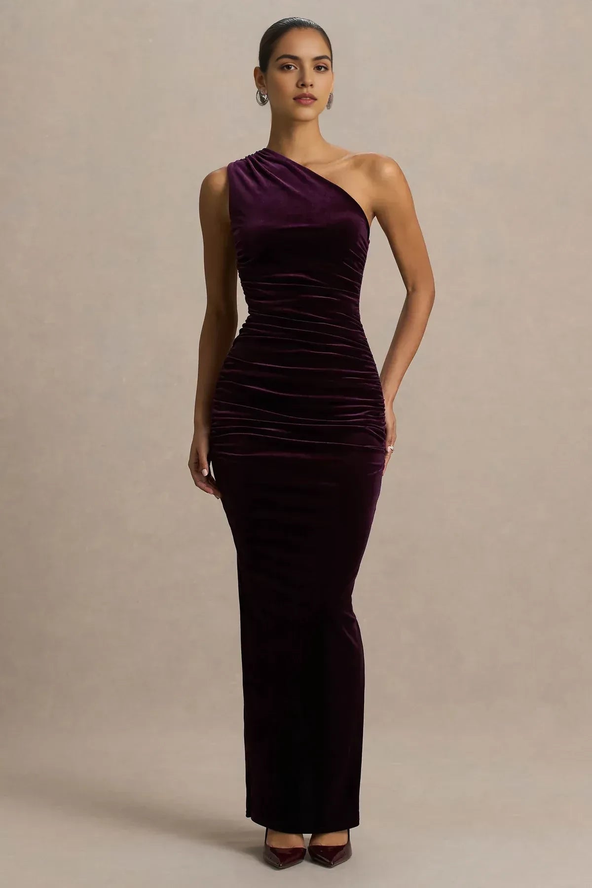 Captivating Mermaid One Shoulder Sleeveless Ruched Back Floor Length Evening Dress