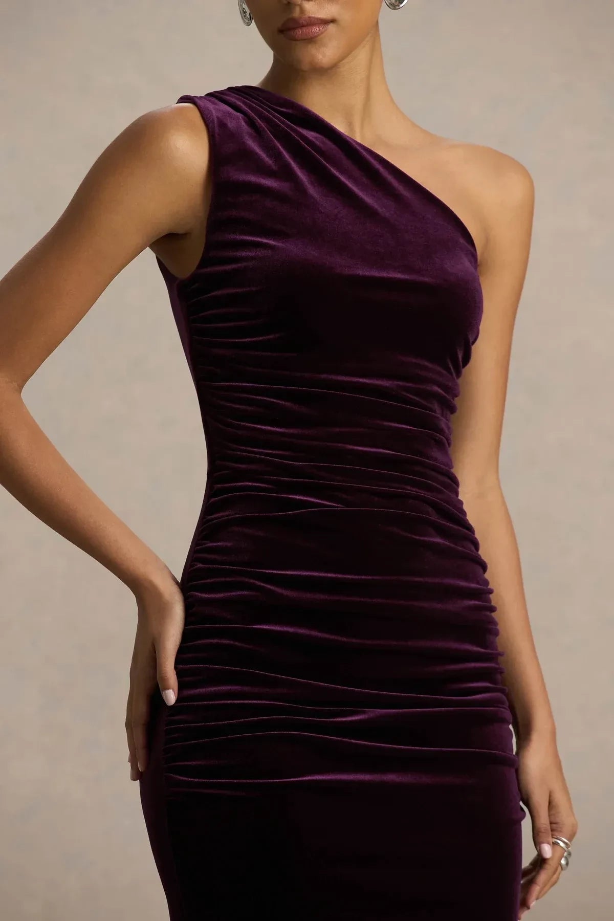 Captivating Mermaid One Shoulder Sleeveless Ruched Back Floor Length Evening Dress