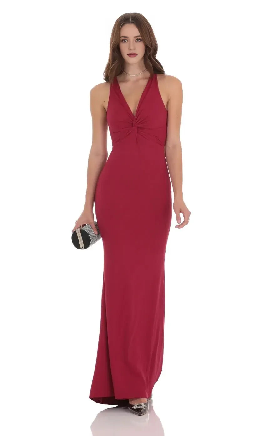 Captivating Mermaid Plunge Neck Sleeveless Tie Back Floor Length Evening Dress