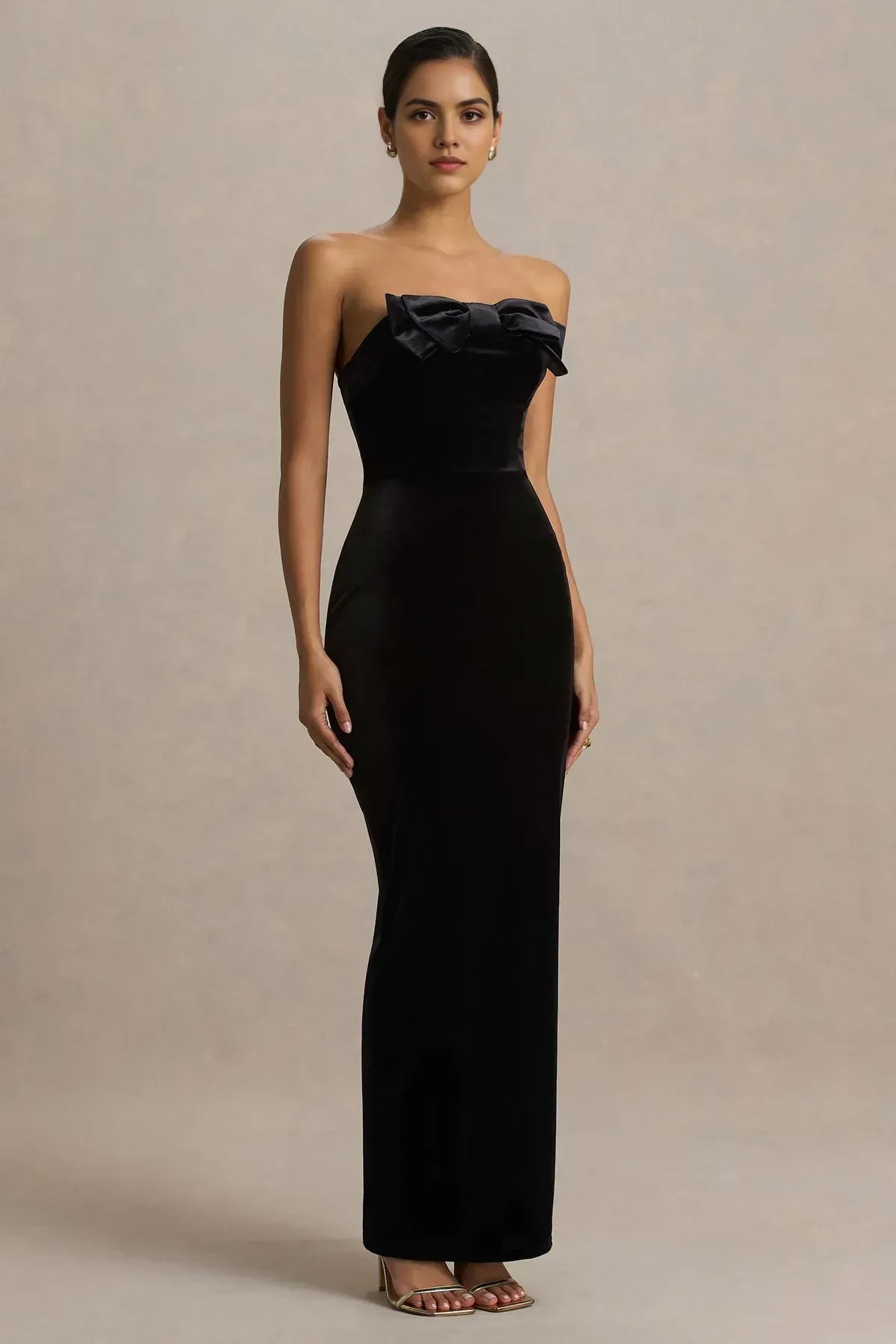 Captivating Mermaid Strapless Bow Detail Back Zip Floor Length Evening Dress