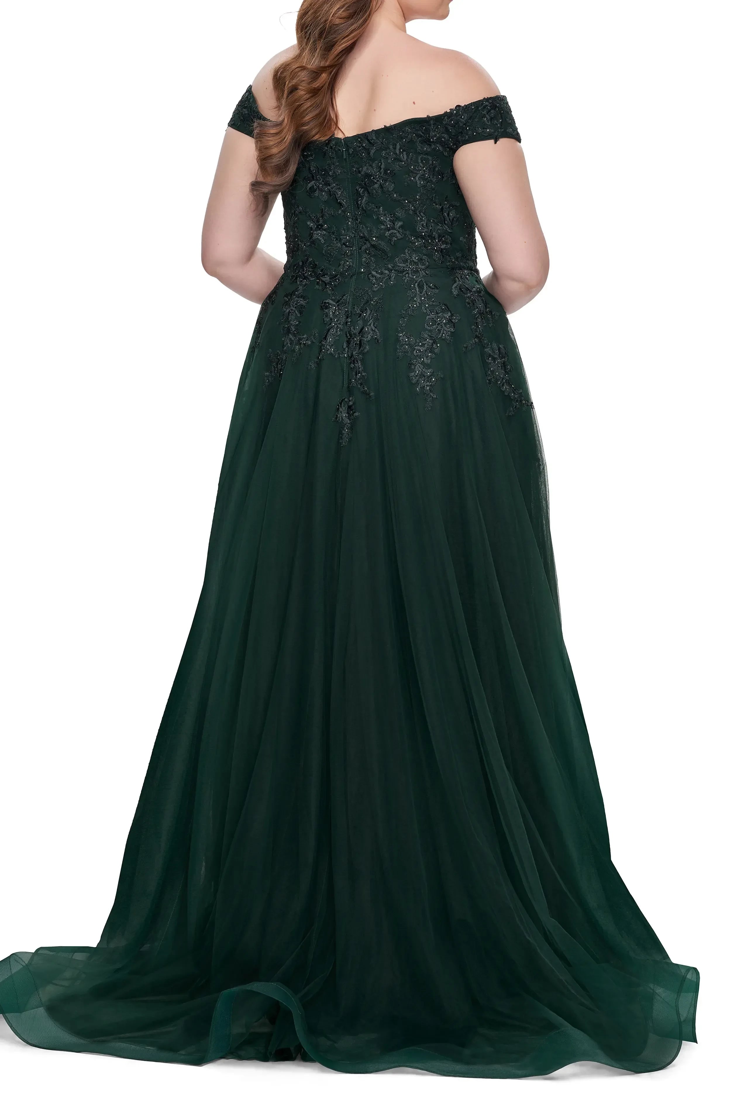 Captivating Plus Size A Line Off The Shoulder Short Sleeve Zipper Back Floor Length Evening Dress