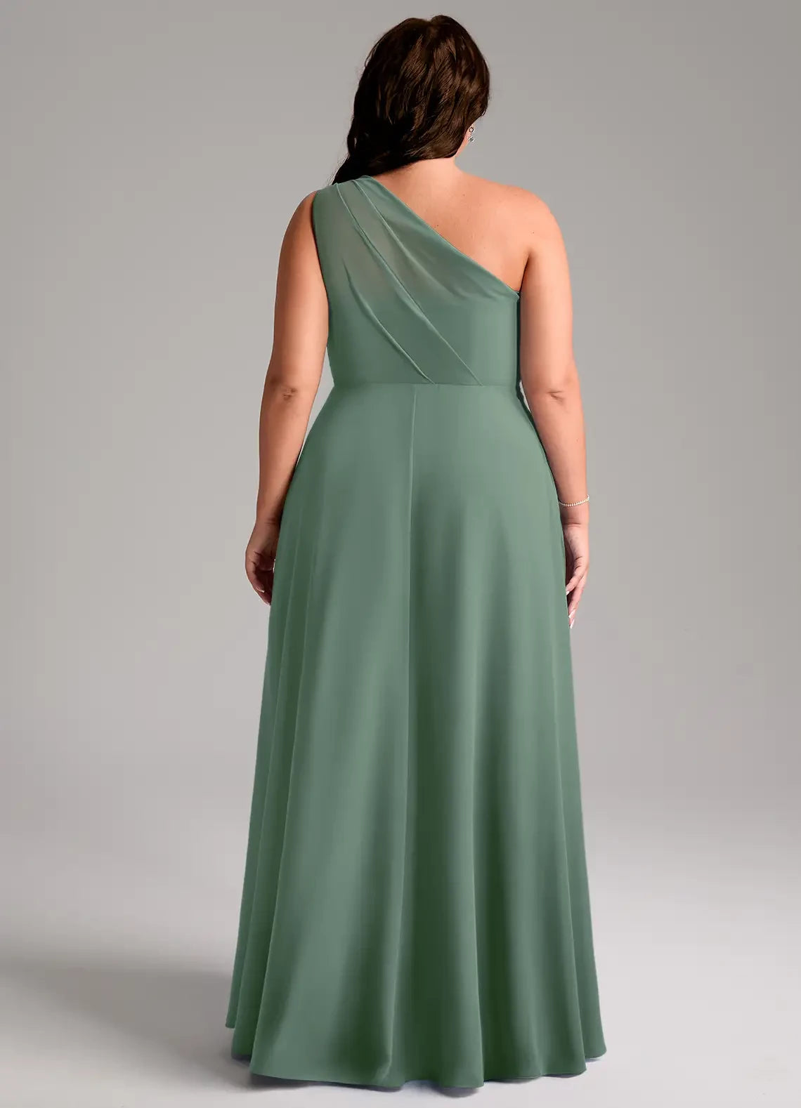 Captivating Plus Size A Line One Shoulder Sleeveless Open Back Floor Length Bridesmaid Dress
