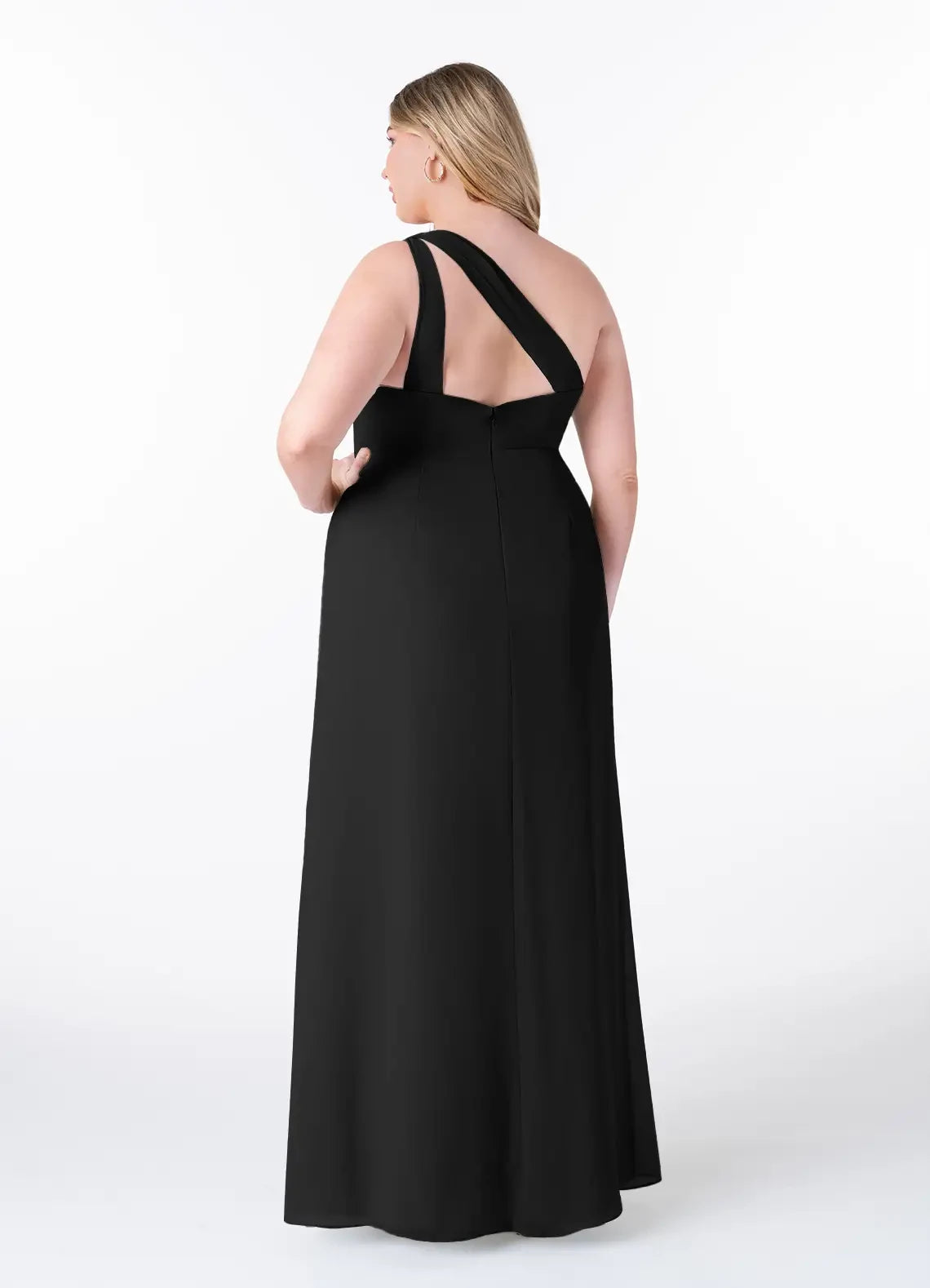 Captivating Plus Size Sheath One Shoulder Sleeveless Cut Out Back Floor Length Bridesmaid Dress