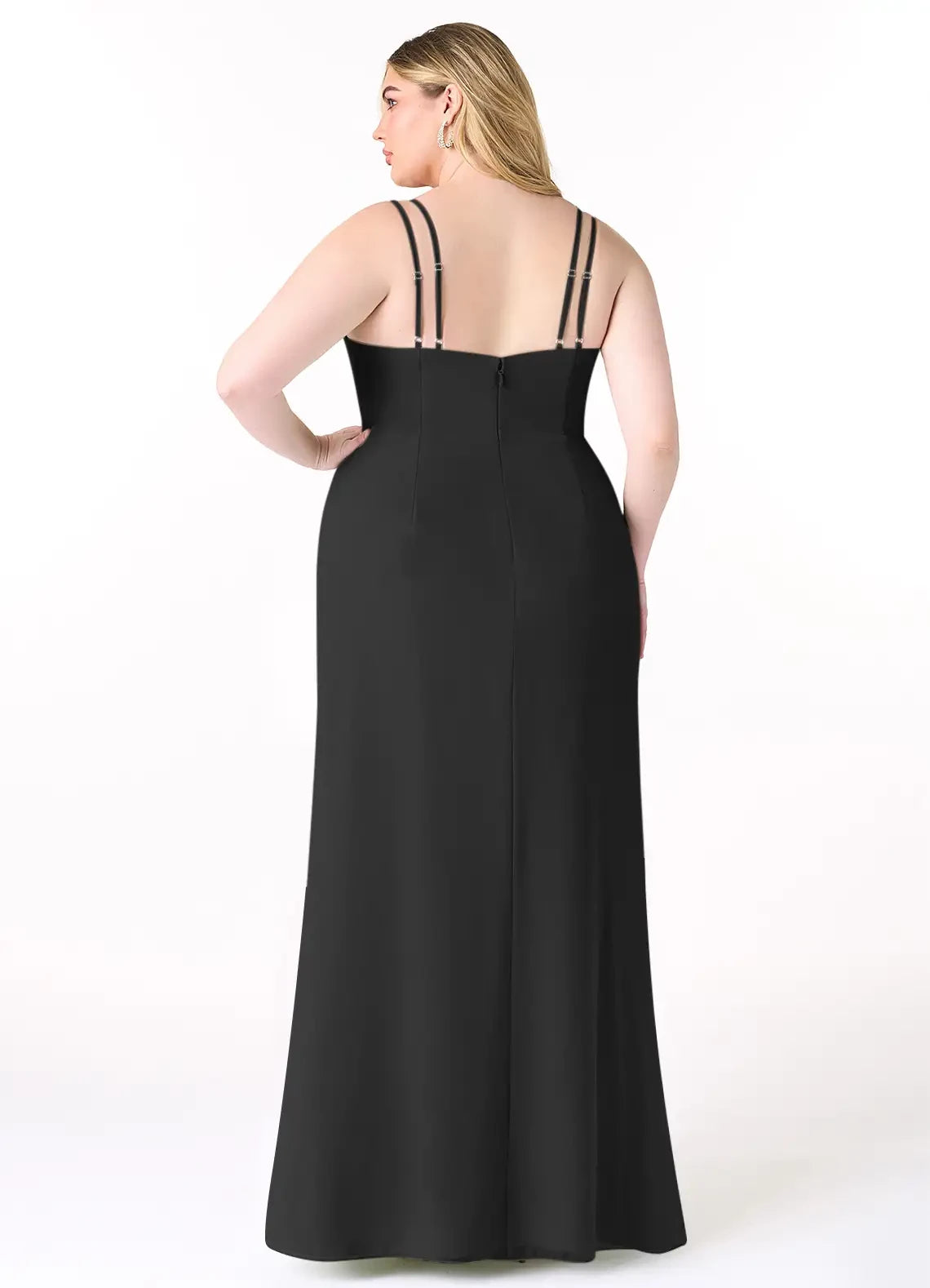 Captivating Plus Size Sheath V Neck Spaghetti Strap Zipper Back Floor Length Bridesmaid Dress