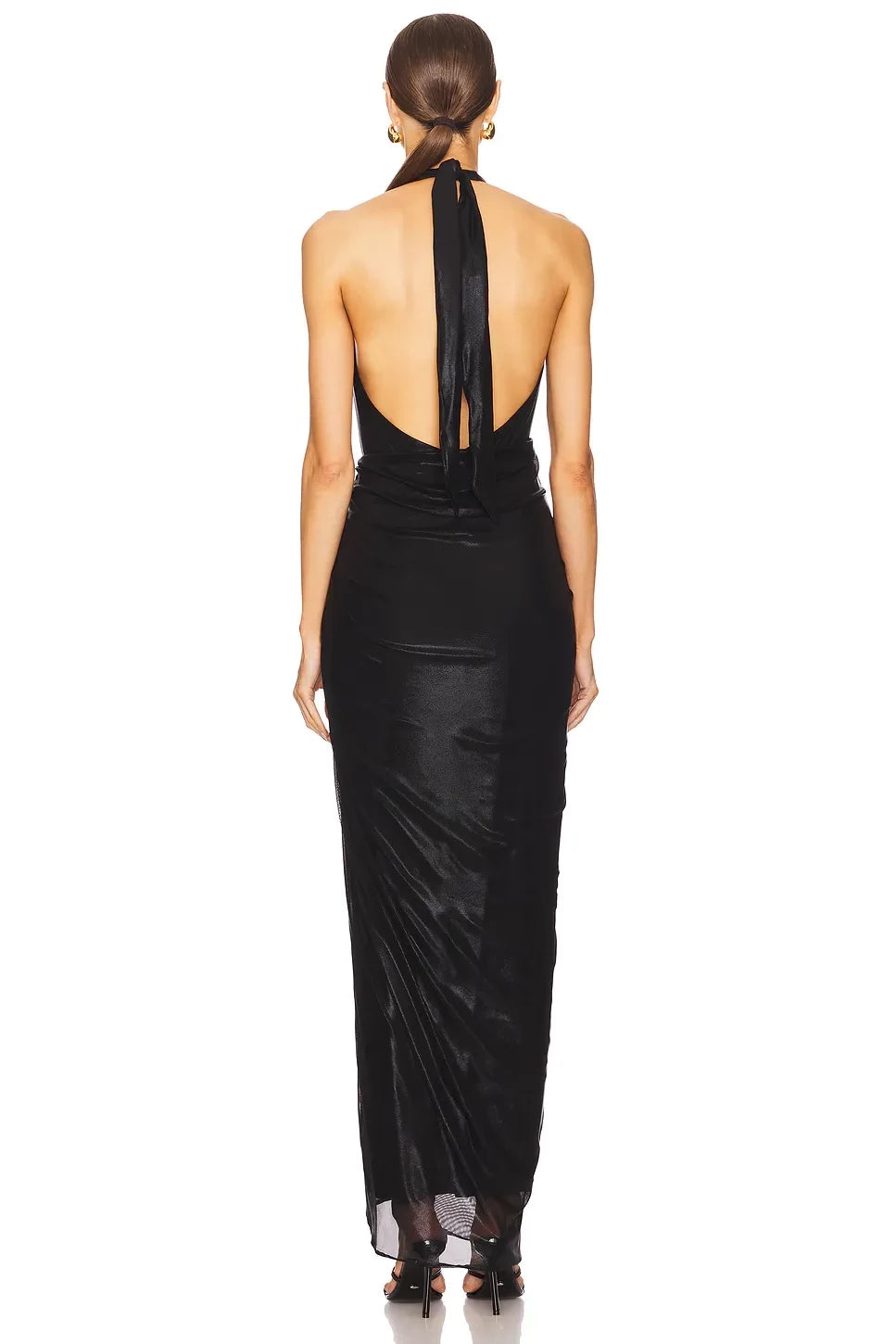 Captivating Sheath Halter Neck Sleeveless Tie Back Floor Length Evening Dress