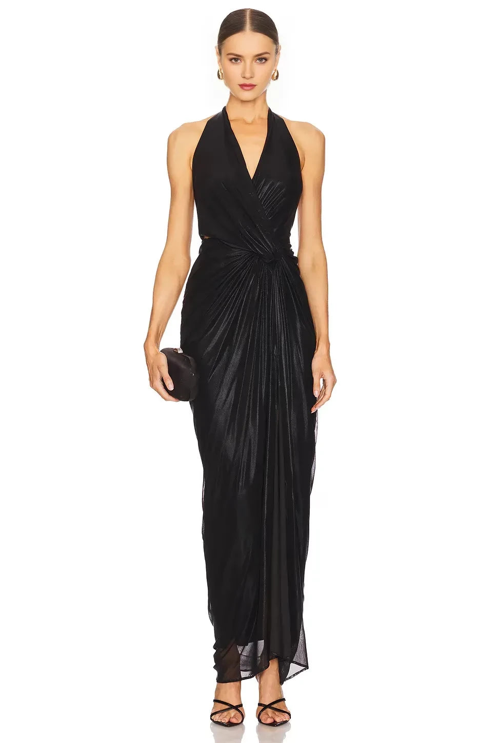 Captivating Sheath Halter Neck Sleeveless Tie Back Floor Length Evening Dress