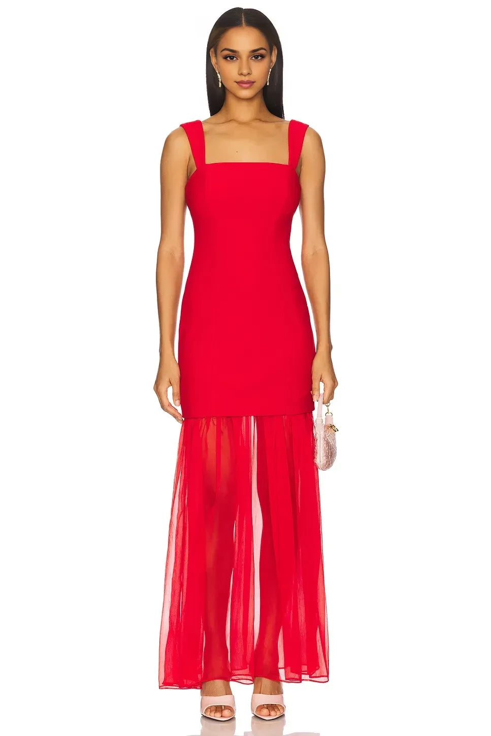 Captivating Sheath Square Neck Sleeveless Zipper Back Floor Length Evening Dress