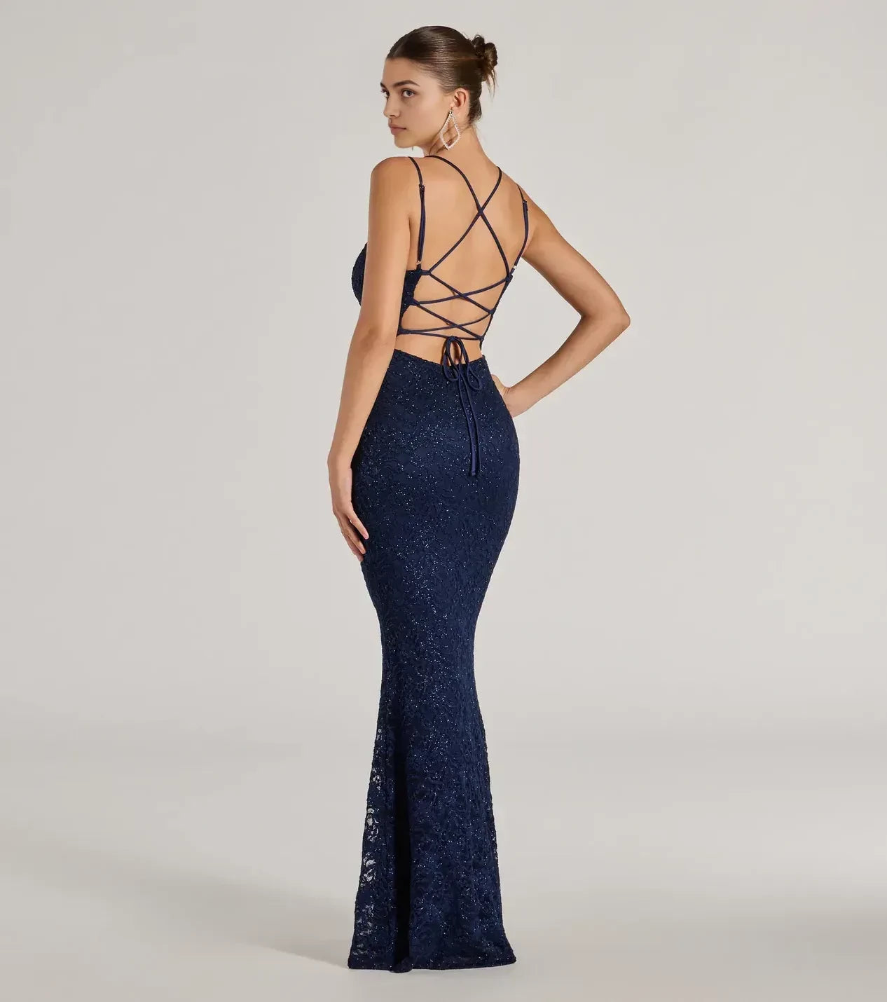 Captivating Trumpet Square Neck Sleeveless Criss Cross Back Floor Length Prom Dress