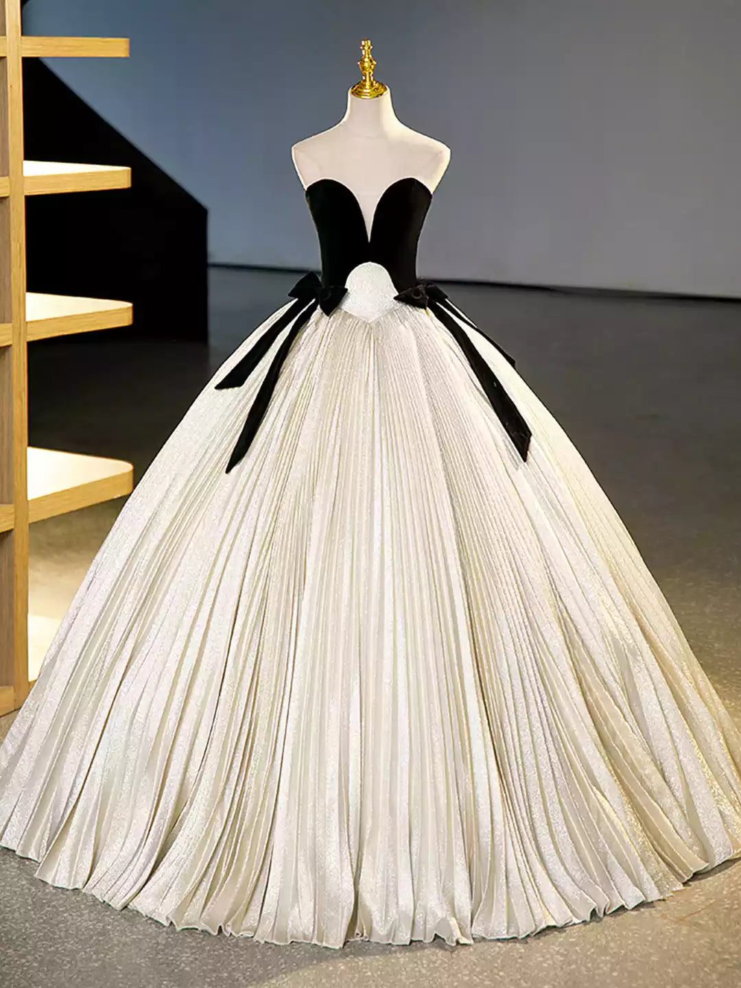 Champagne A-Line Black Velvet Long Prom Dress Formal Dress Evening Dress