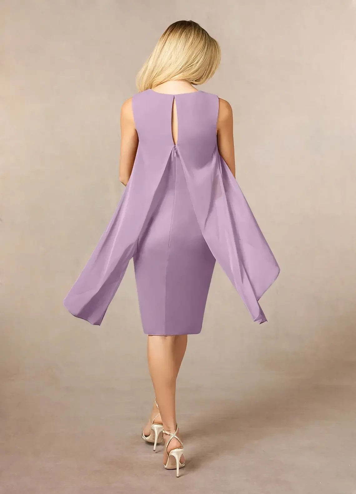 Charming A Line Embellished Neck Sleeveless Keyhole Back Knee Length Mother of the Bride Dress