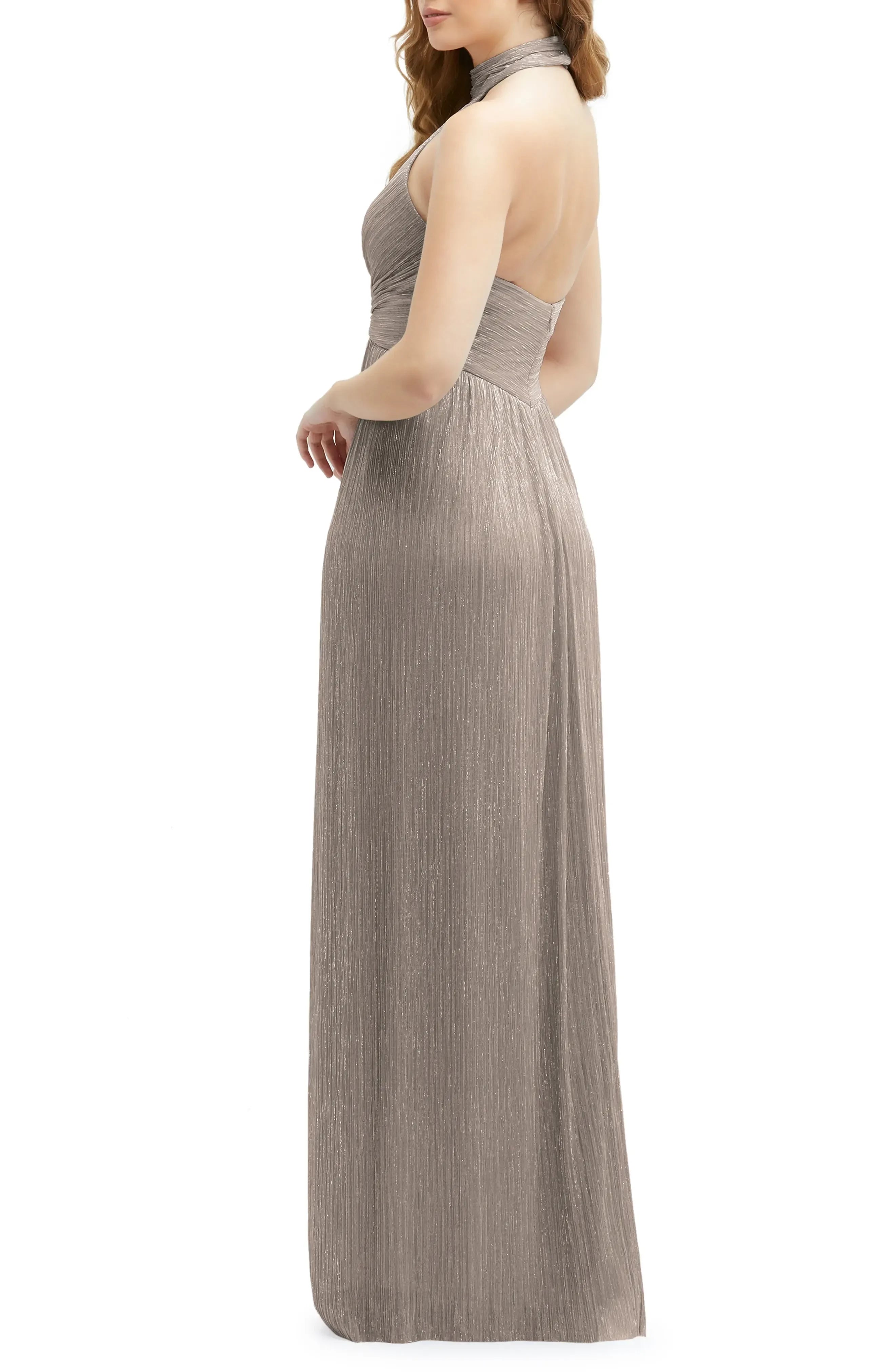 Charming A Line Halter Neck Sleeveless Open Back Floor Length Evening Dress
