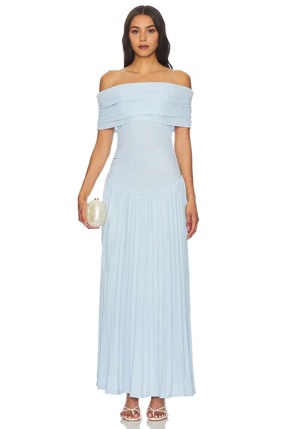 Charming A Line Off Shoulder Short Sleeve Zipper Back Floor Length Evening Dress