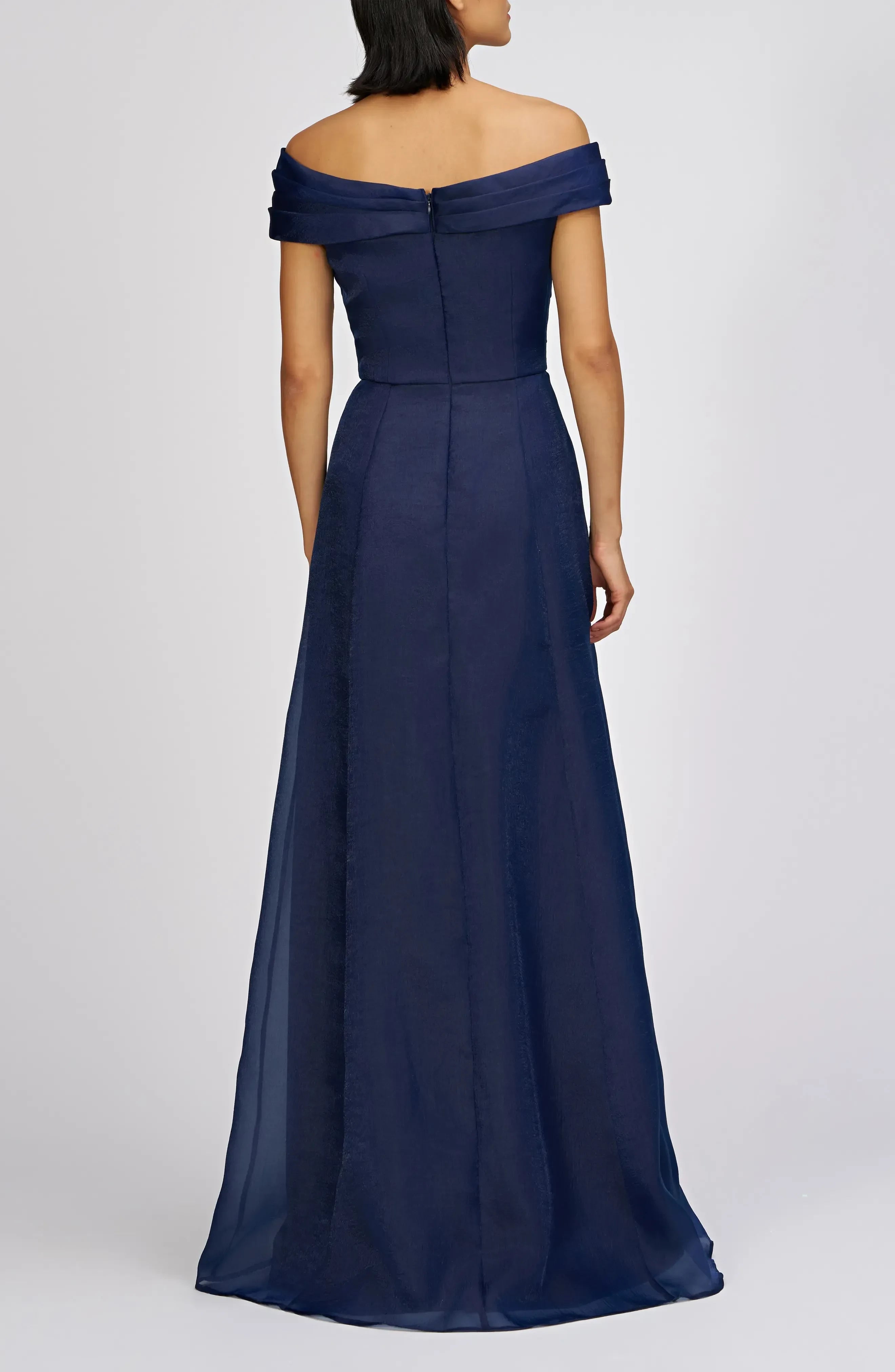 Charming A Line Off The Shoulder Short Sleeve Open Back Floor Length Evening Dress