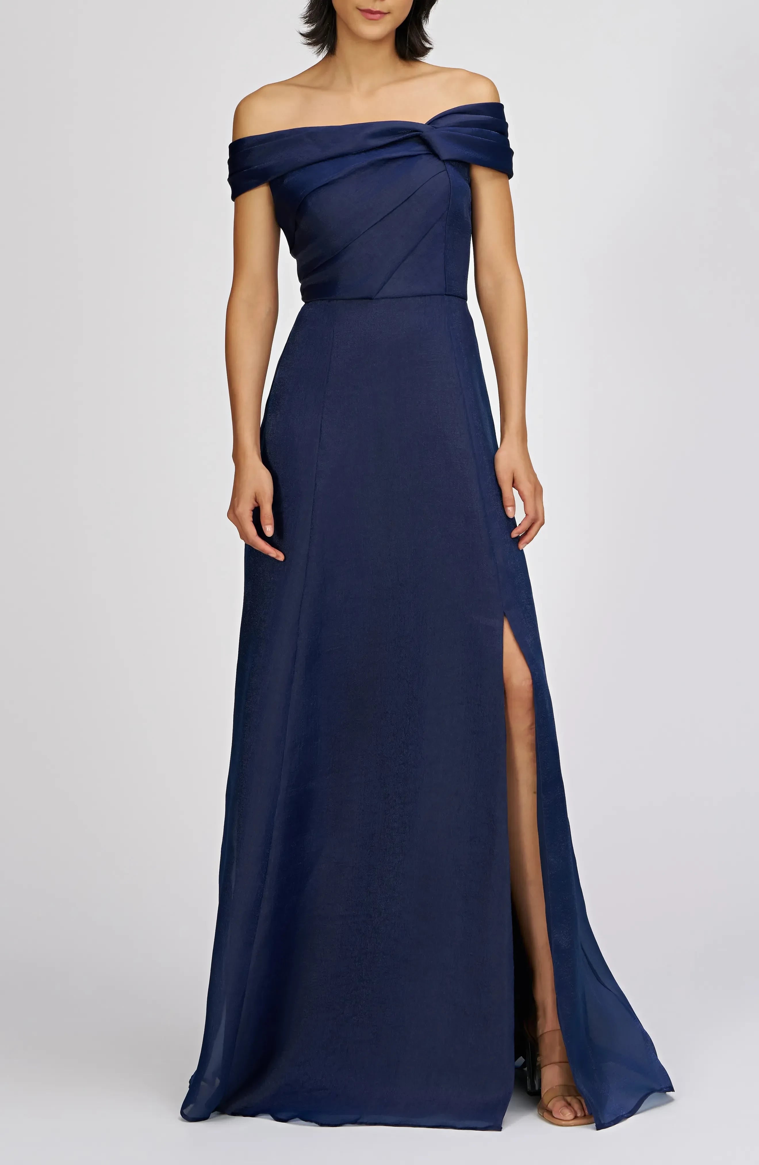 Charming A Line Off The Shoulder Short Sleeve Open Back Floor Length Evening Dress