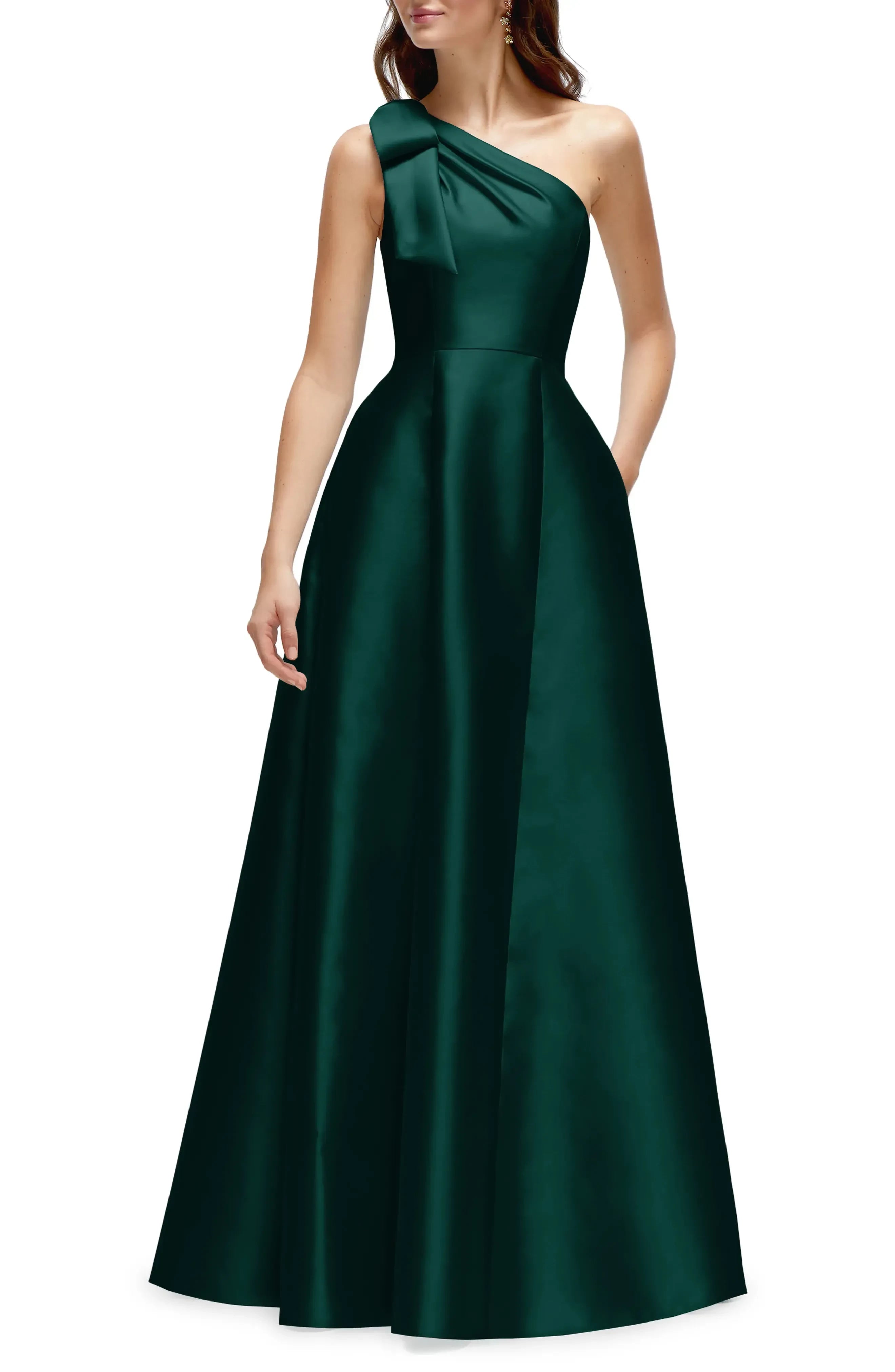 Charming A Line One Shoulder Sleeveless Open Back Floor Length Party Dress