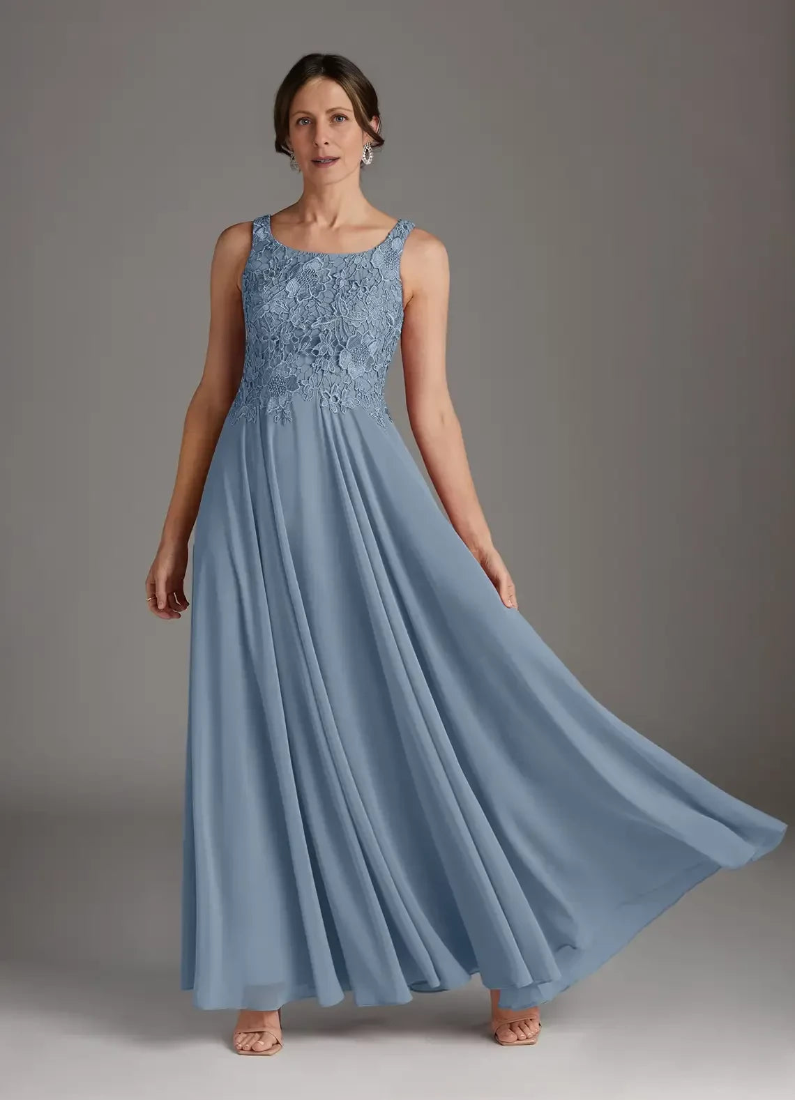 Charming A Line Scoop Neck Sleeveless Zipper Back Floor Length Mother of the Bride Dress with Chiffon Jacket