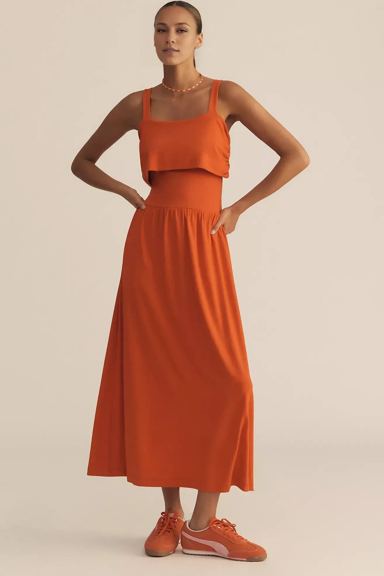 Charming A Line Square Neck Sleeveless Open Back Midi Length Evening Dress