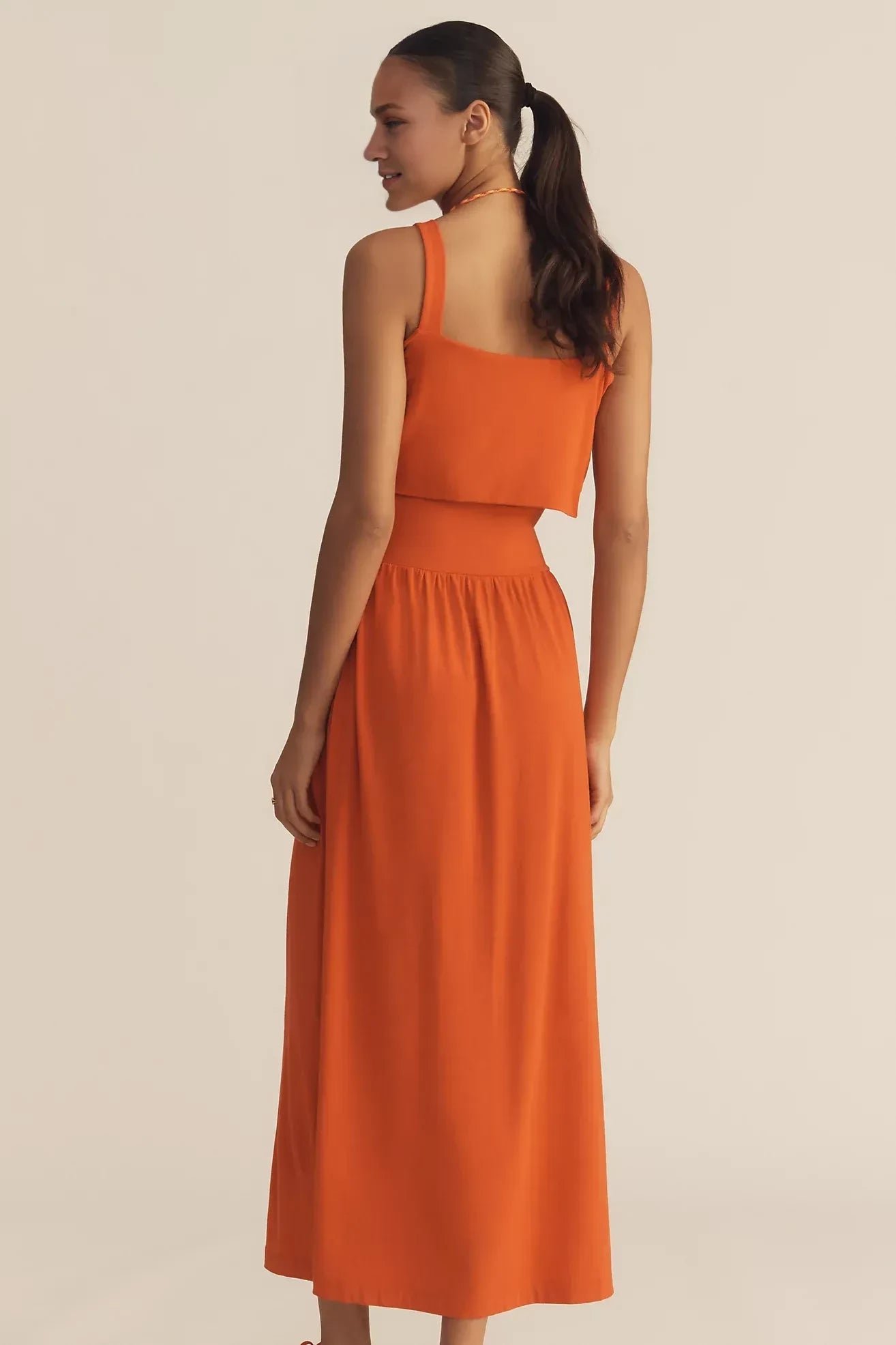 Charming A Line Square Neck Sleeveless Open Back Midi Length Evening Dress