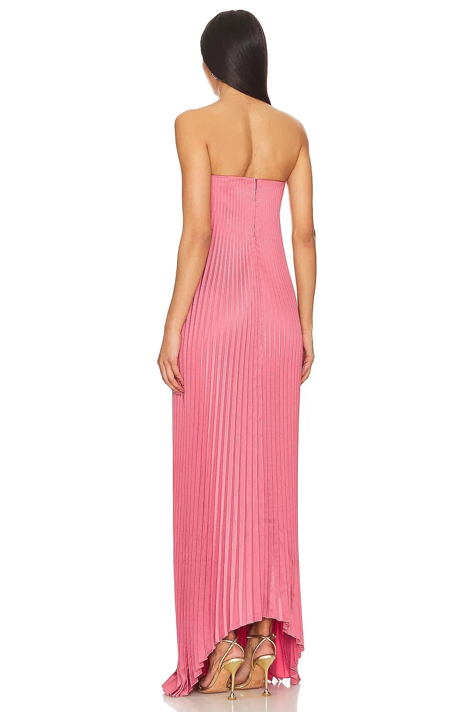 Charming A Line Strapless Pleated Sleeve Zipper Back Floor Length Evening Dress