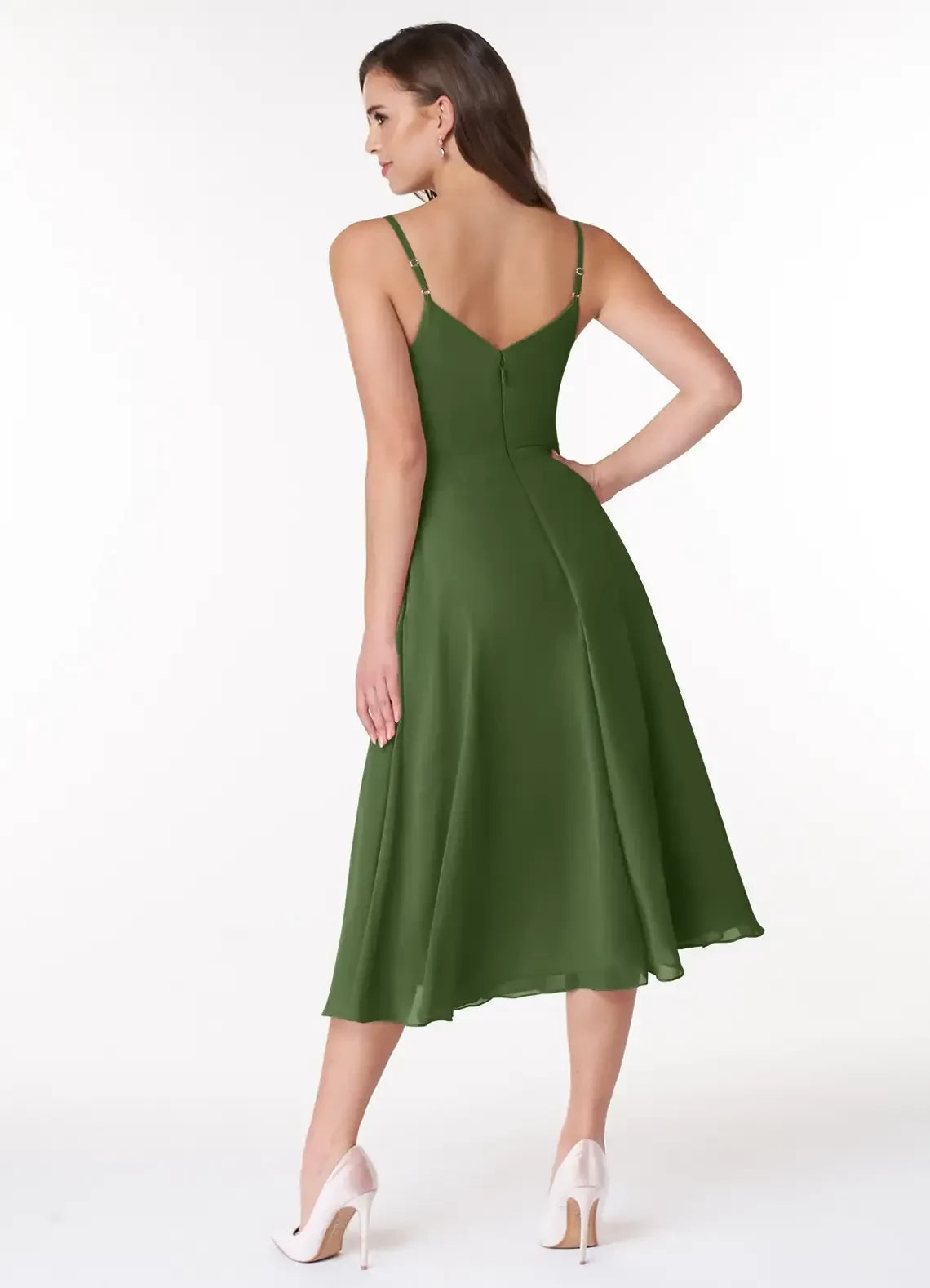 Charming A Line Sweetheart Neck Sleeveless Zipper Back Midi Length Bridesmaid Dress