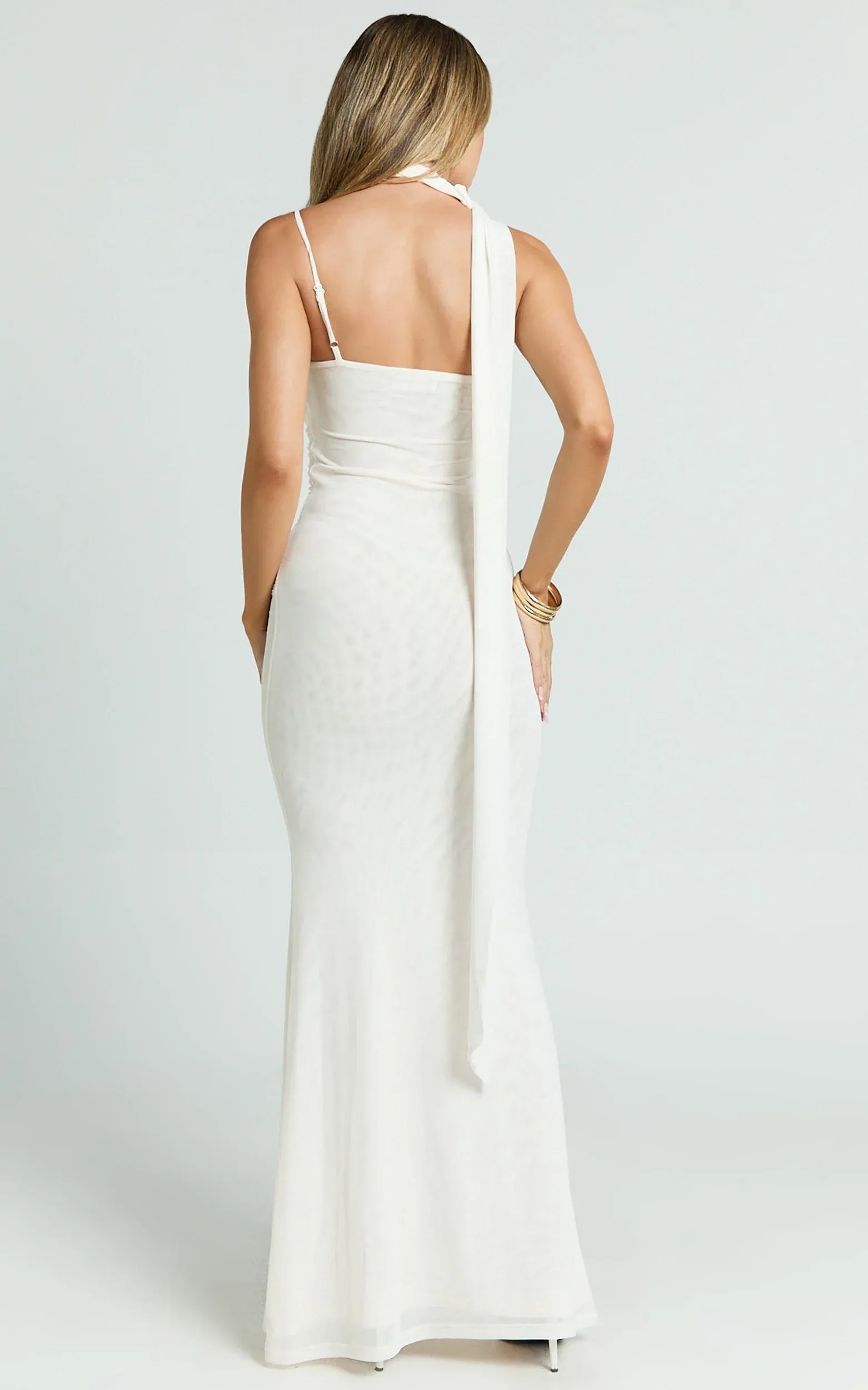 Charming Mermaid Asymmetric Halter Sleeveless Draped Back Floor Length Plus Size Evening Dress