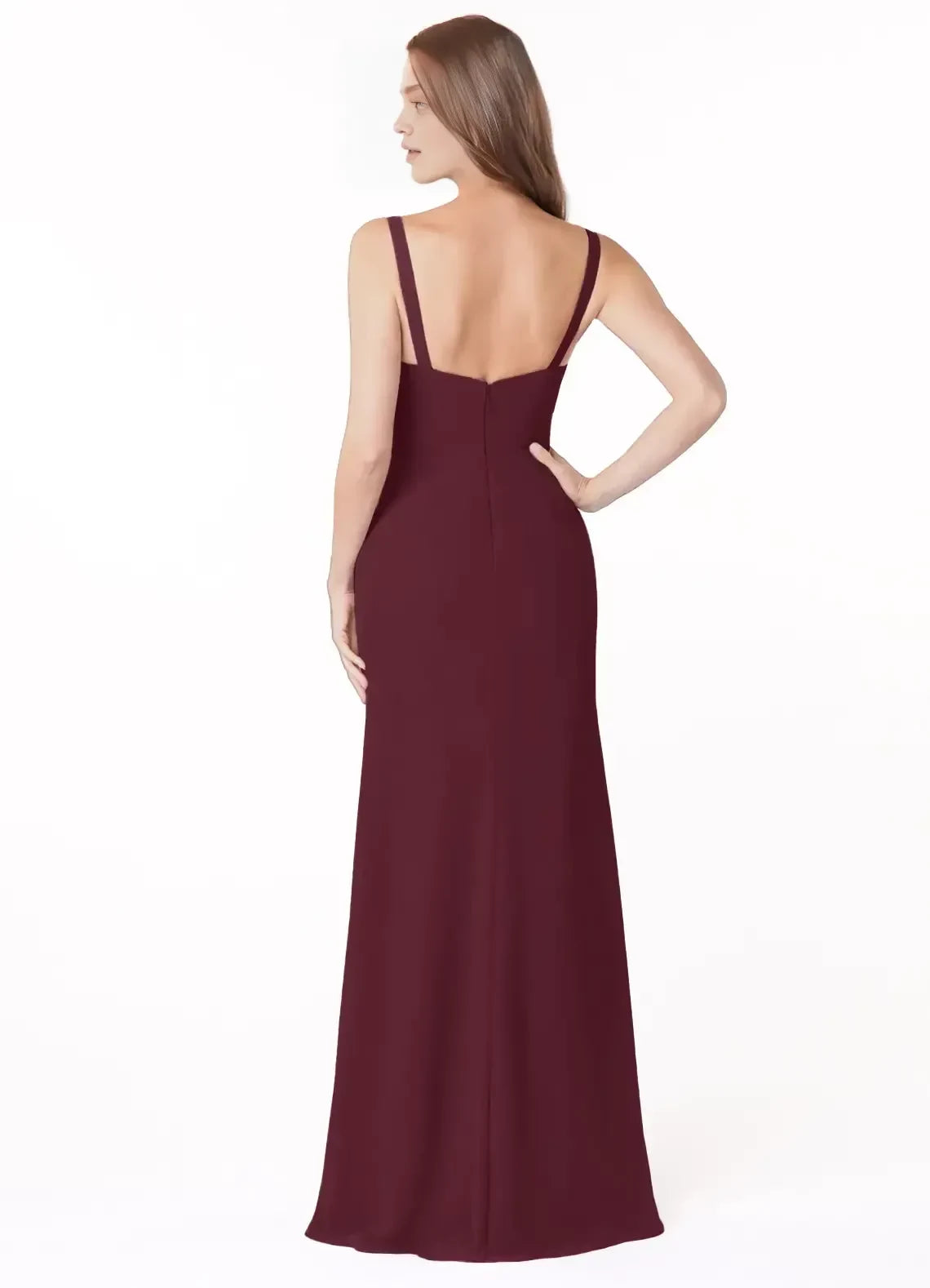 Charming Mermaid Cowl Neck Sleeveless Zipper Back Floor Length Bridesmaid Dress