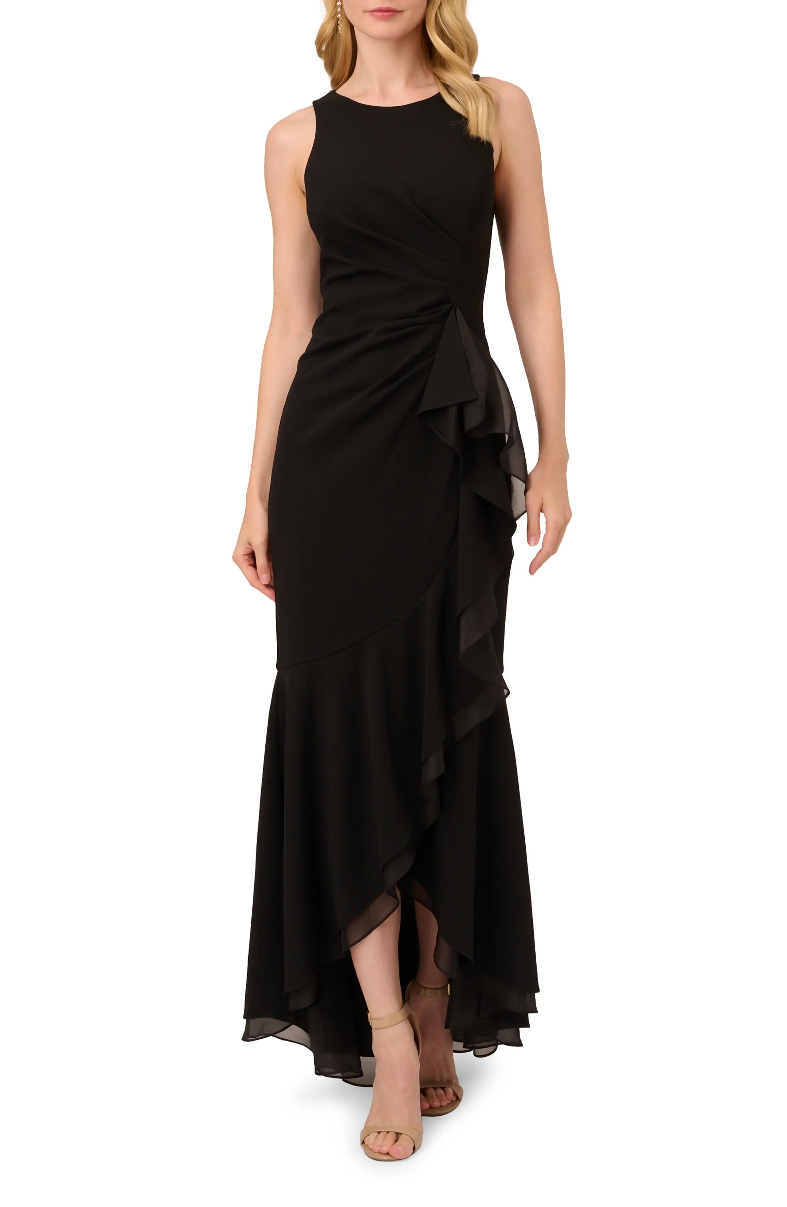 Charming Mermaid Crew Neck Sleeveless Keyhole Back Floor Length Evening Dress