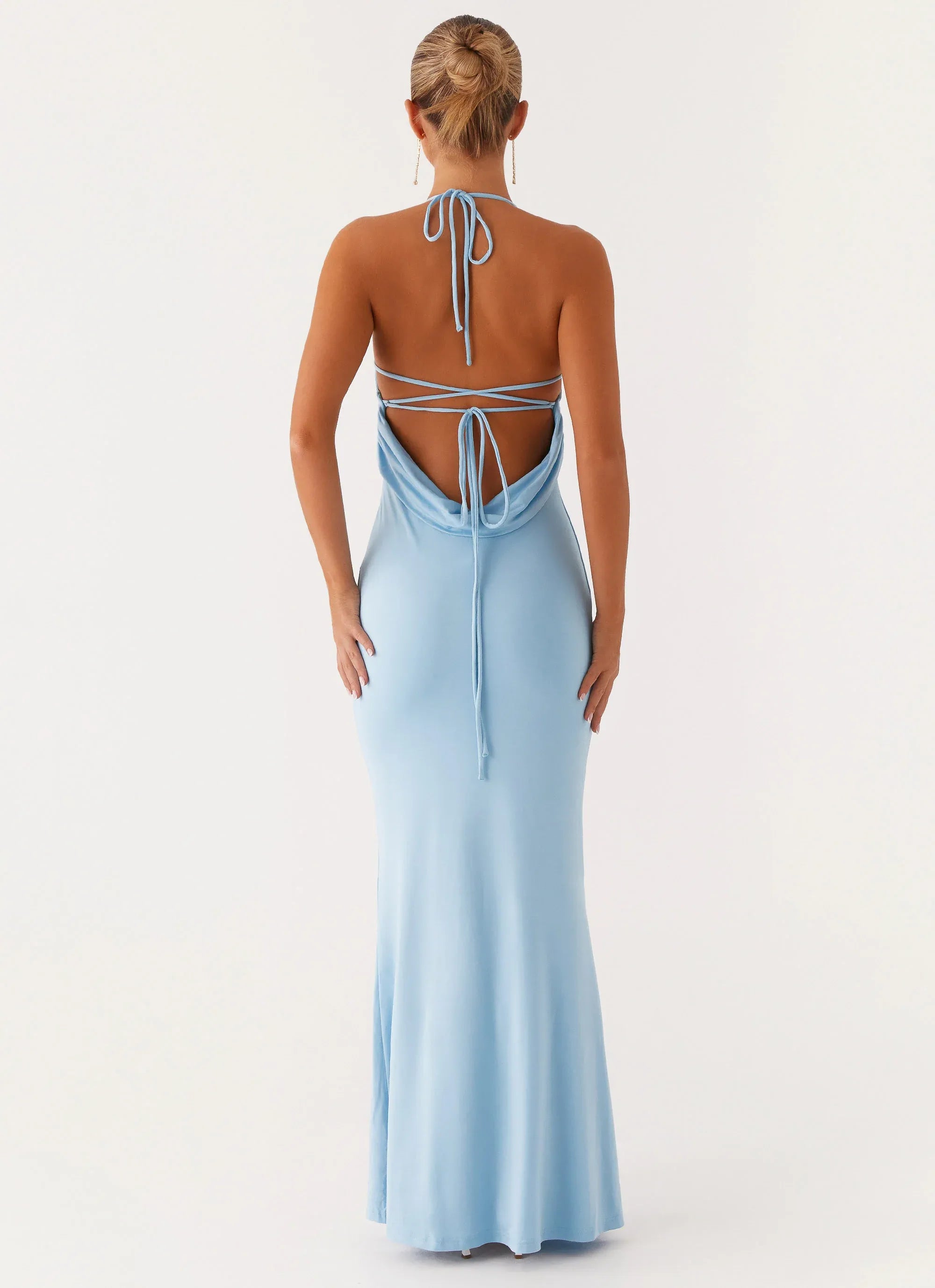 Charming Mermaid Halter Neck Sleeveless Crisscross Back Floor Length Plus Size Evening Dress